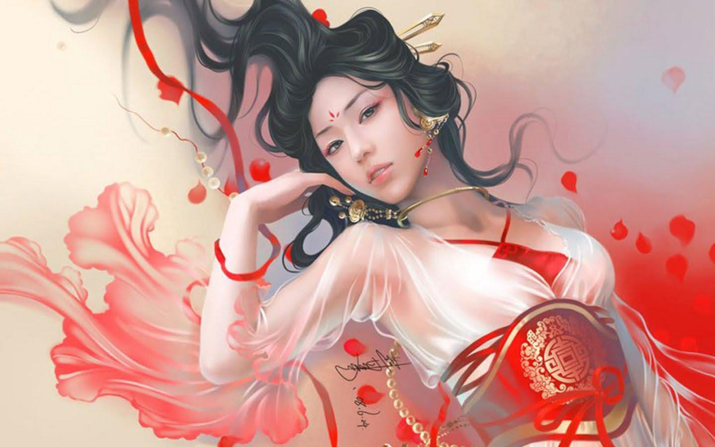 1440x900 Japanese Girl Art Wallpaper