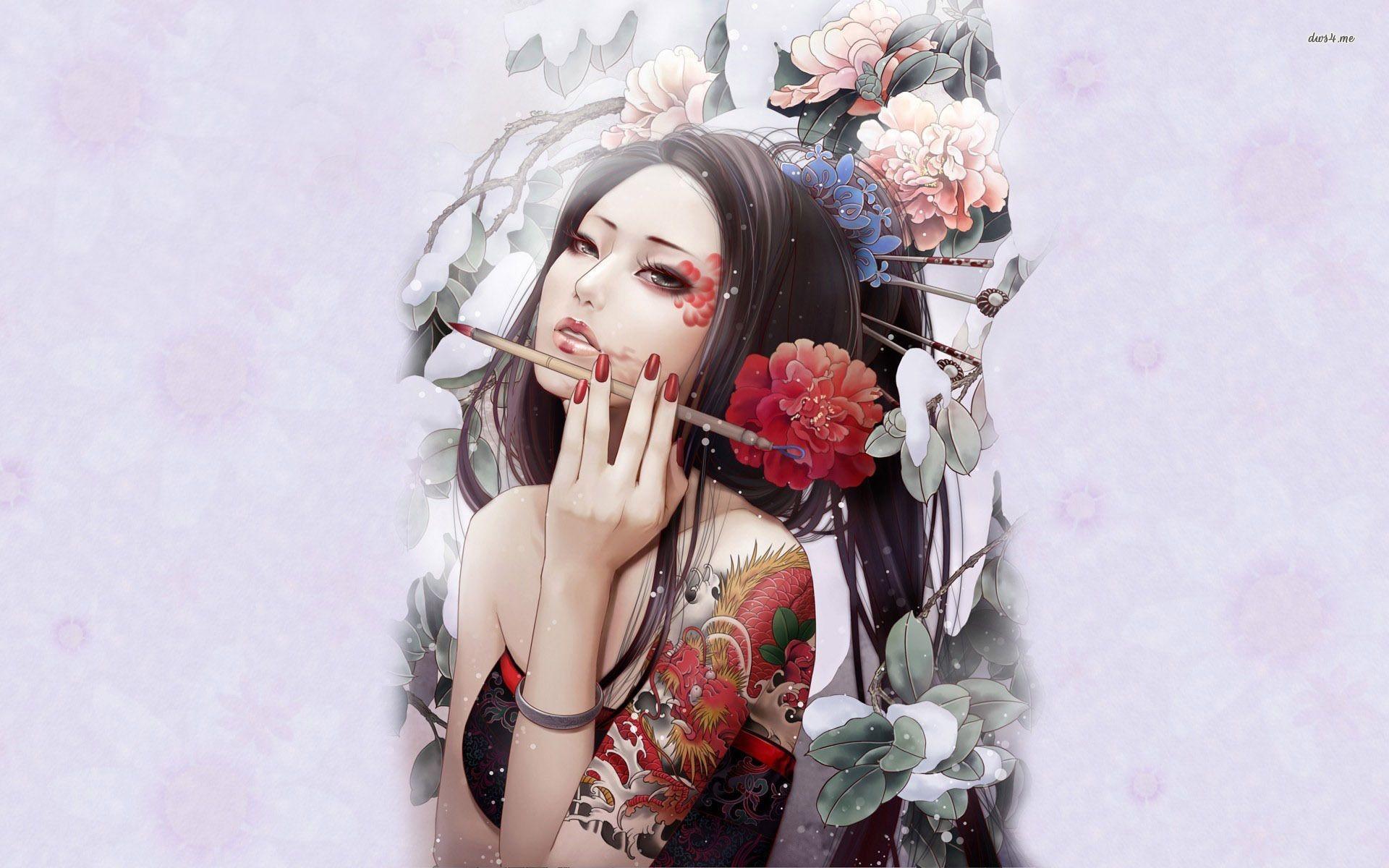 1920x1200 HD Japanese Geisha Girls Art Phone Wallpaper Pics Wallpapes Resolution 4K Wallpaper