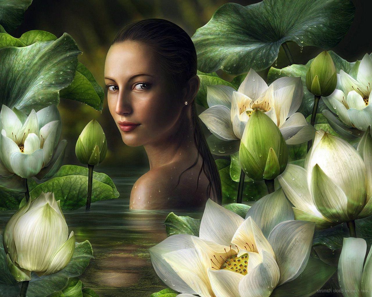 1280x1024 1280x1024 fantasy art lotus flowers lily pads women wet hair white flowers wallpaper JPG 308 kB