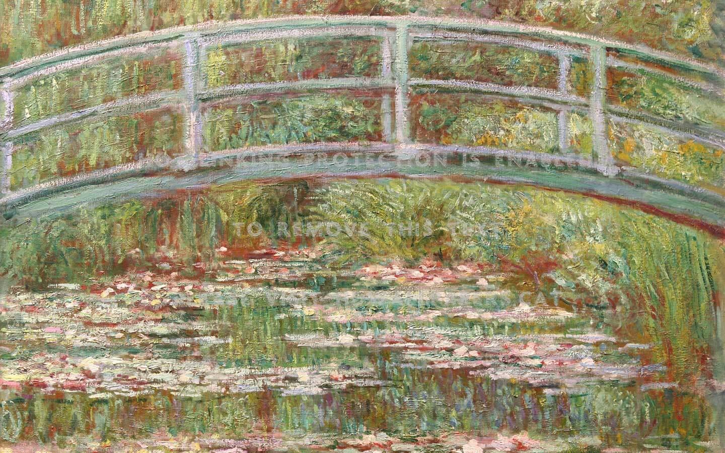 1440x900 monet nympheas japanese bridge fine art