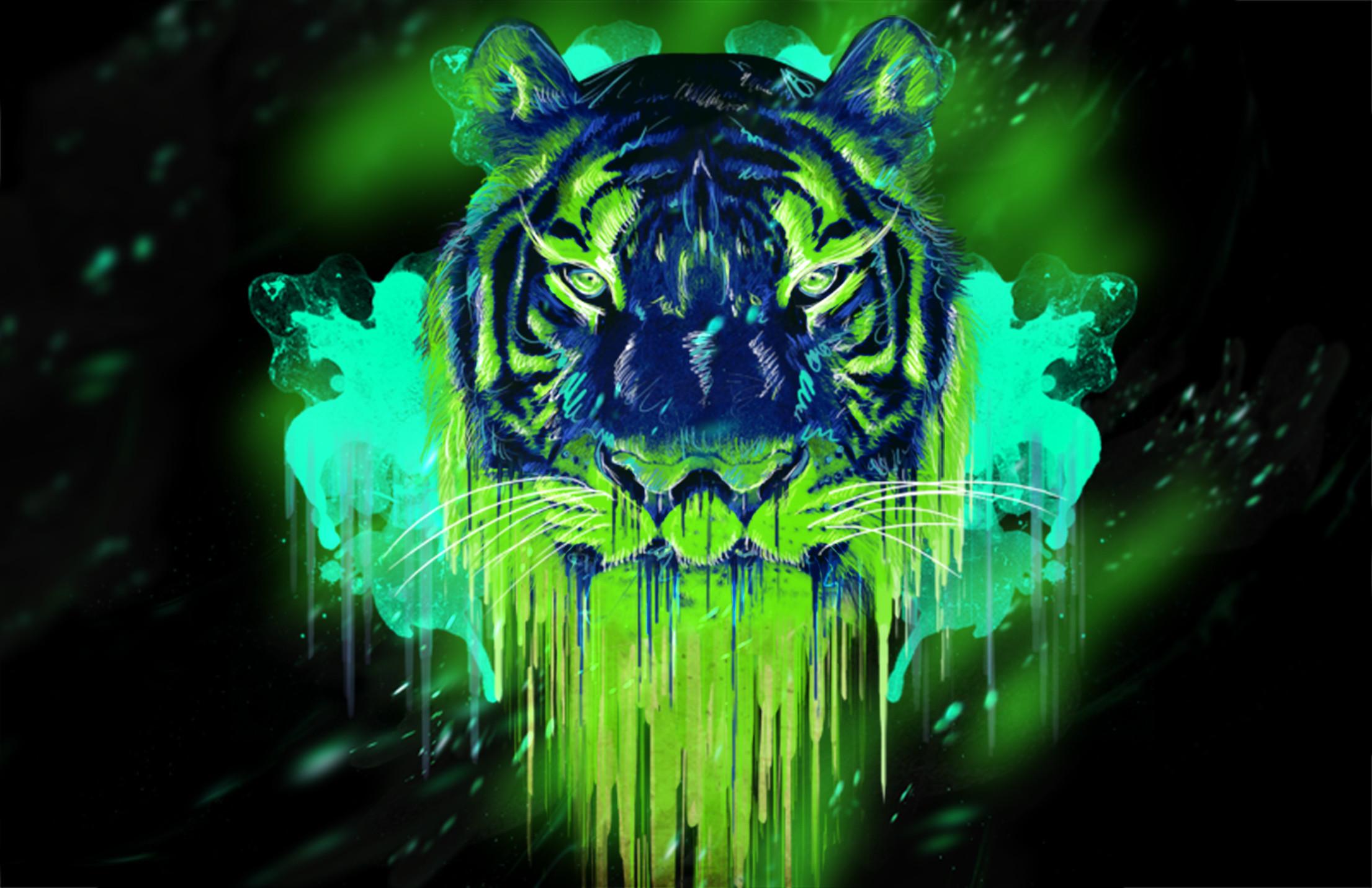 Neon Tiger Wallpapers Top Free Neon Tiger Backgrounds Wallpaperaccess