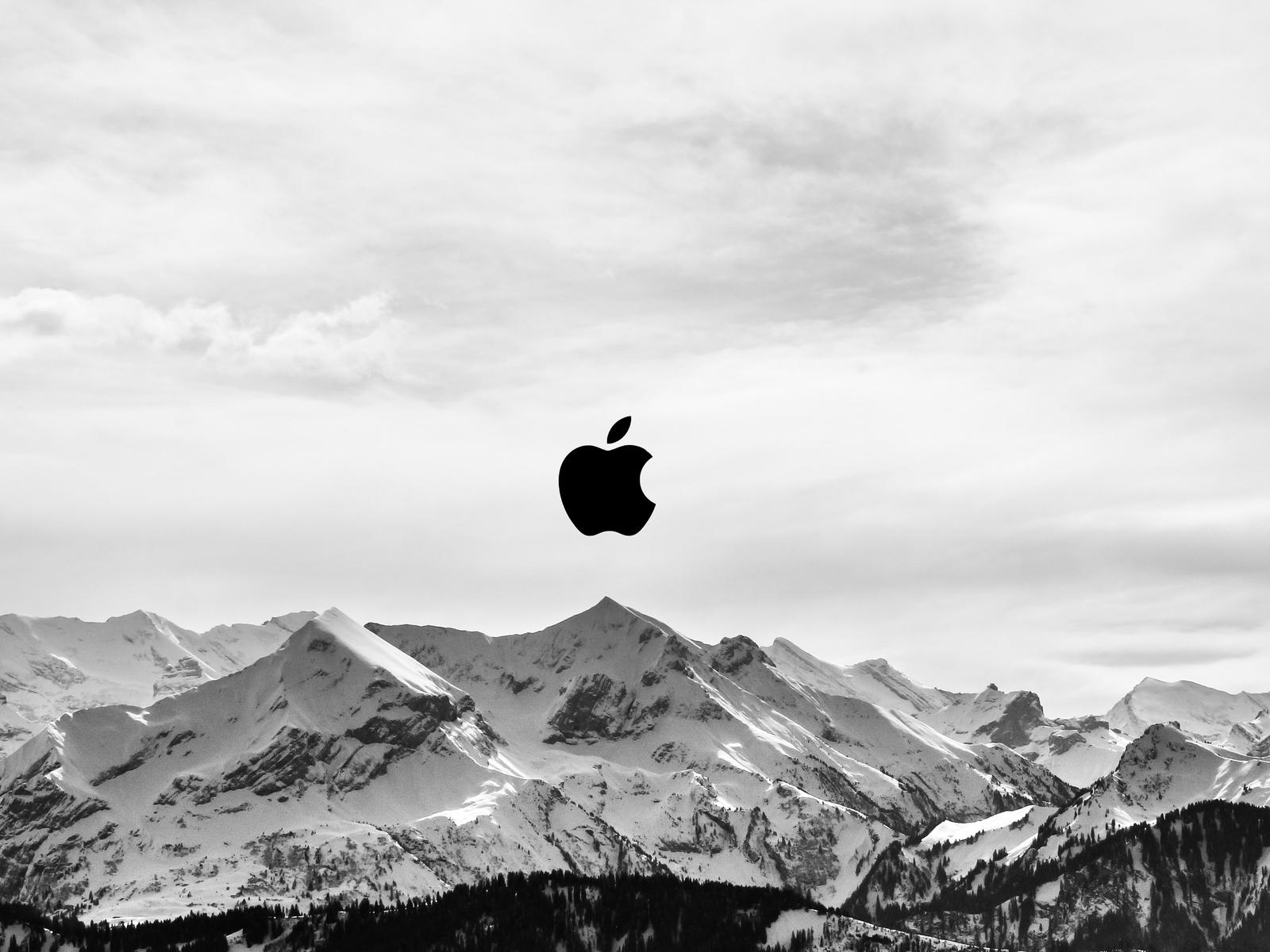 1600x1200 Snow Mountains Apple Logo 5k 1600x1200 Resolution HD 4k Wallpaper, Image, Background, Photo and Picture