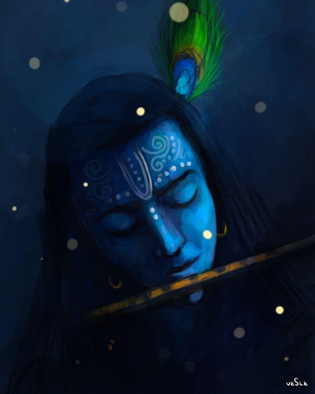 1080x1350 Krishna Painting Wallpaper