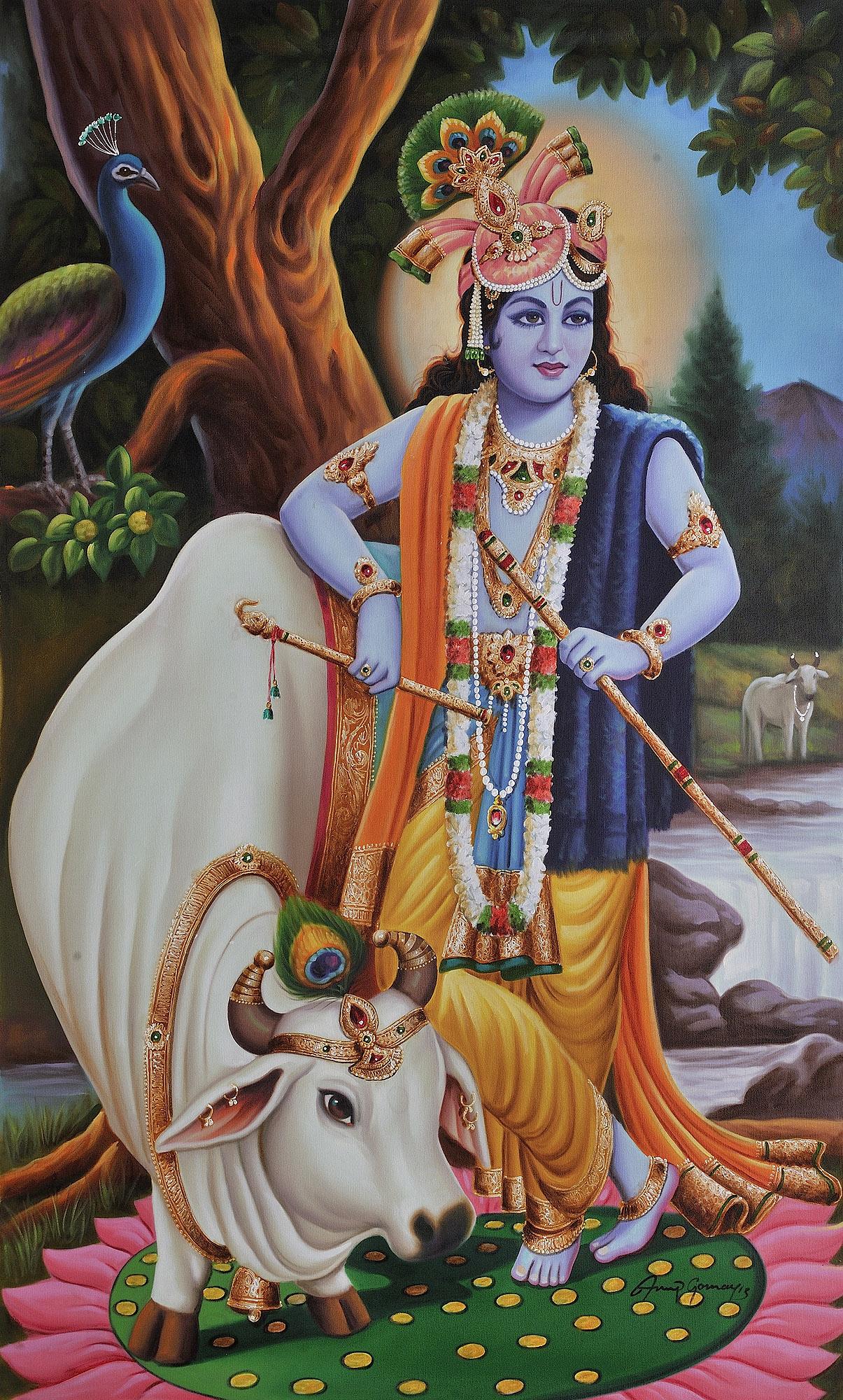 1205x2000 Venugopala (Lord Krishna with His Cow). Exotic India Art