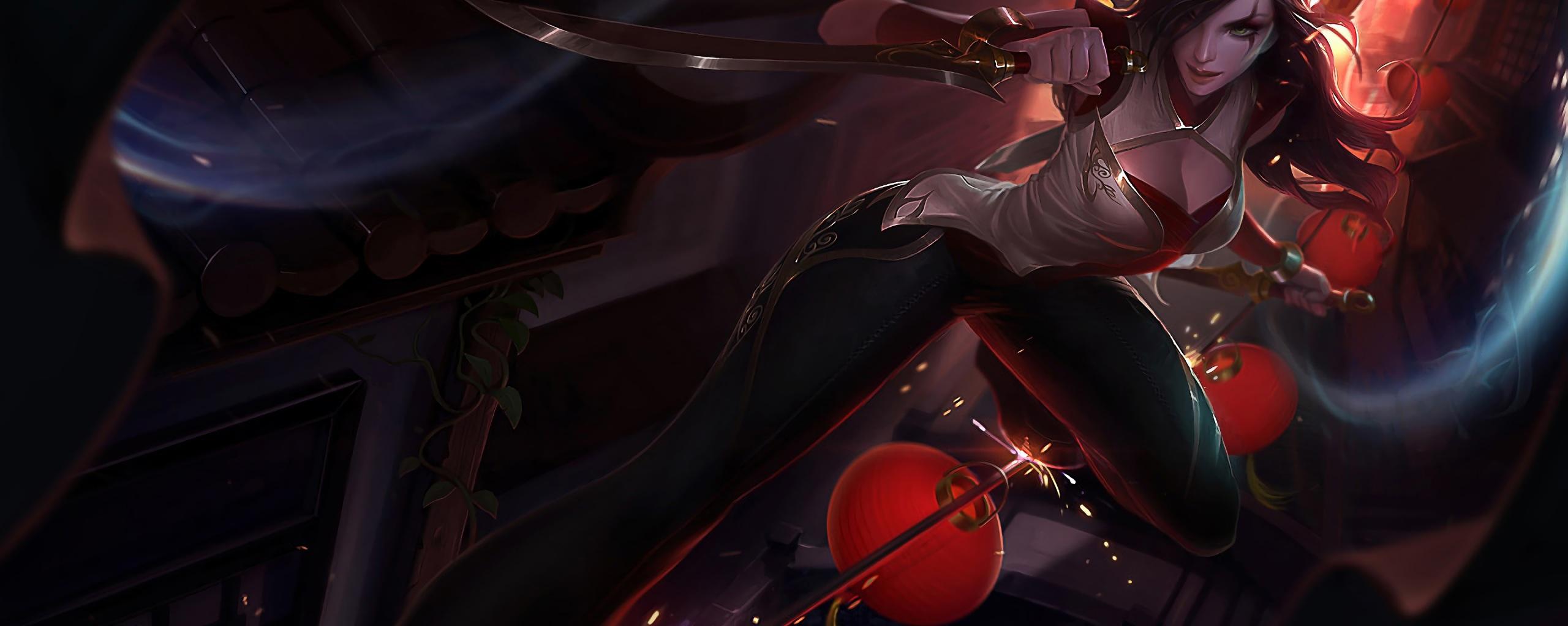 2560x1024 Wallpaper 4k Warring Kingdoms Katarina LoL Splash Art League of Legends 4K Wallpaper