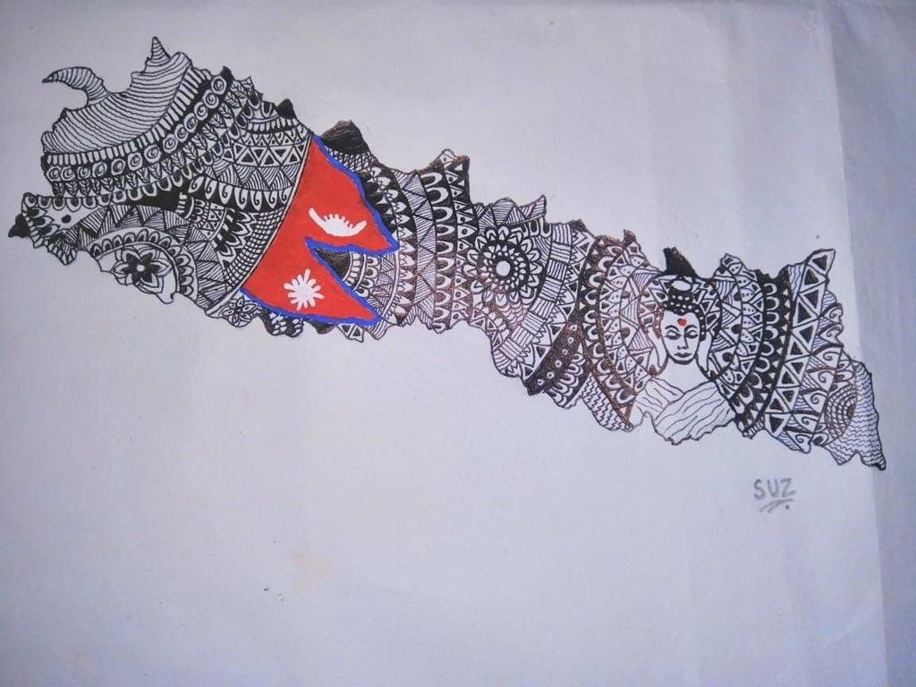1024x768 Routine of Nepal banda attempt Mandala Art of Nepal's Map by Sujata Mishra. ❤️