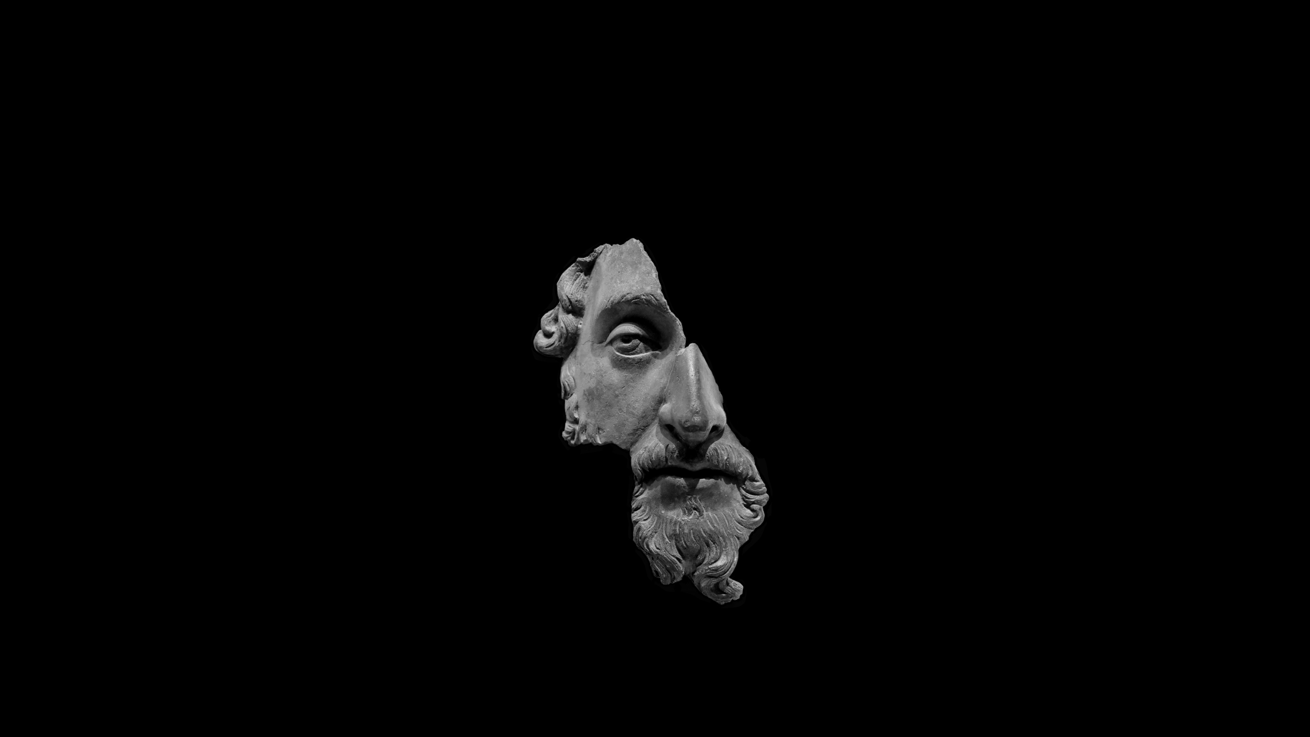 4330x2436 4K, statue, Marcus Aurelius, black background HD Wallpaper