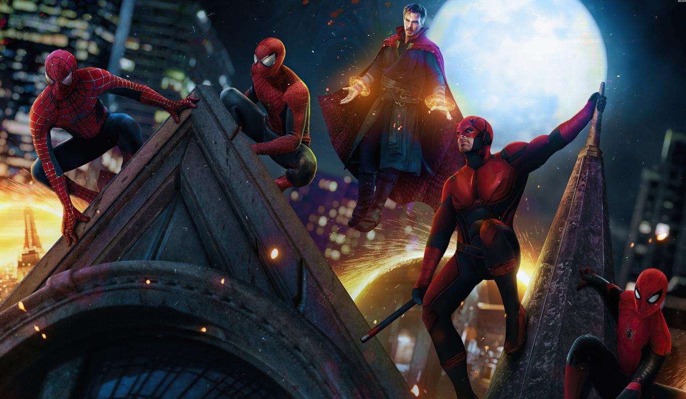 1366x795 Wallpaper 4k Doctor Strange Dareveil And Spidermans In Spider Man No Way Home 4k Wallpaper
