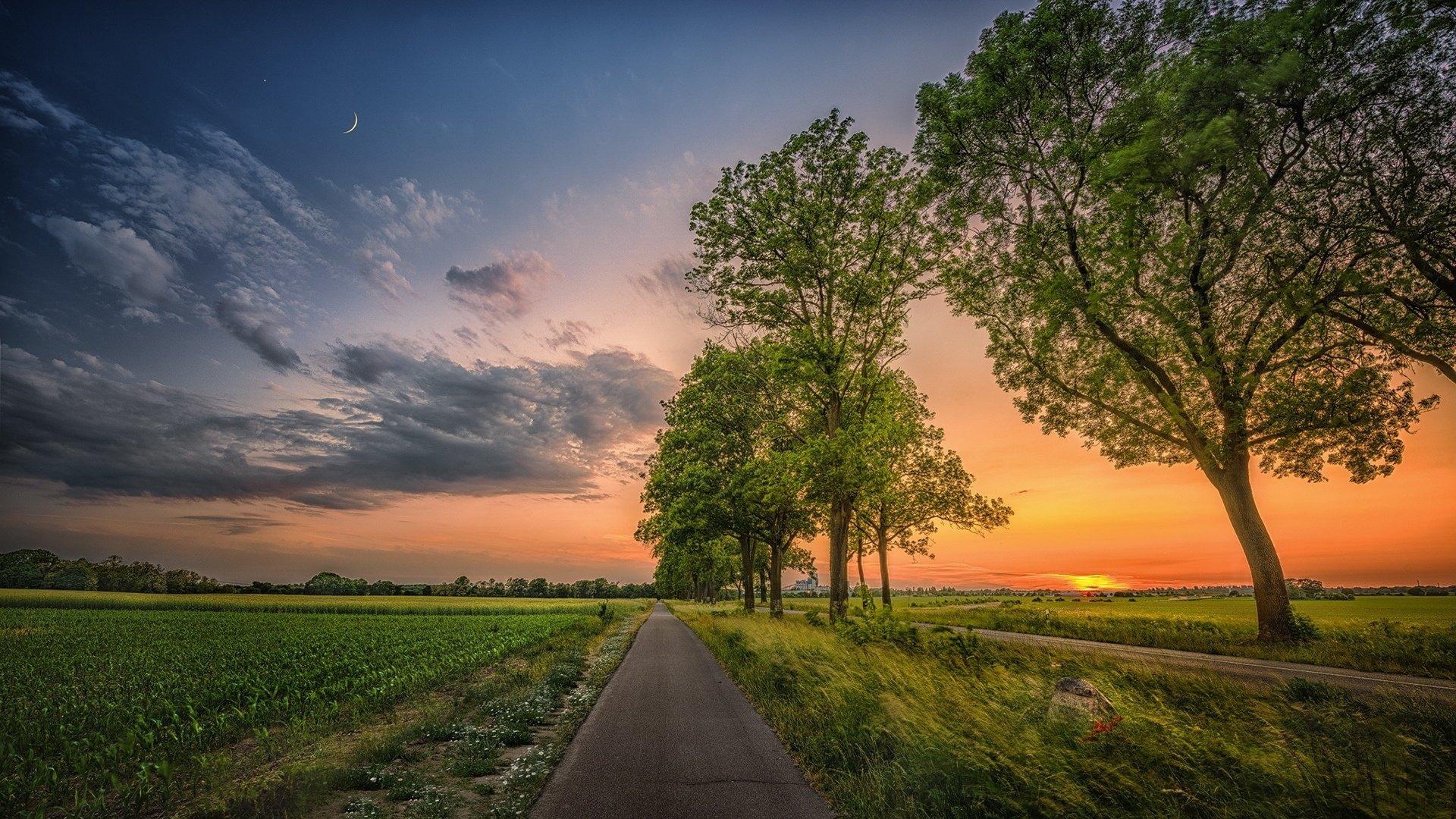 1920x1080 Sunset Road HD Wallpaper