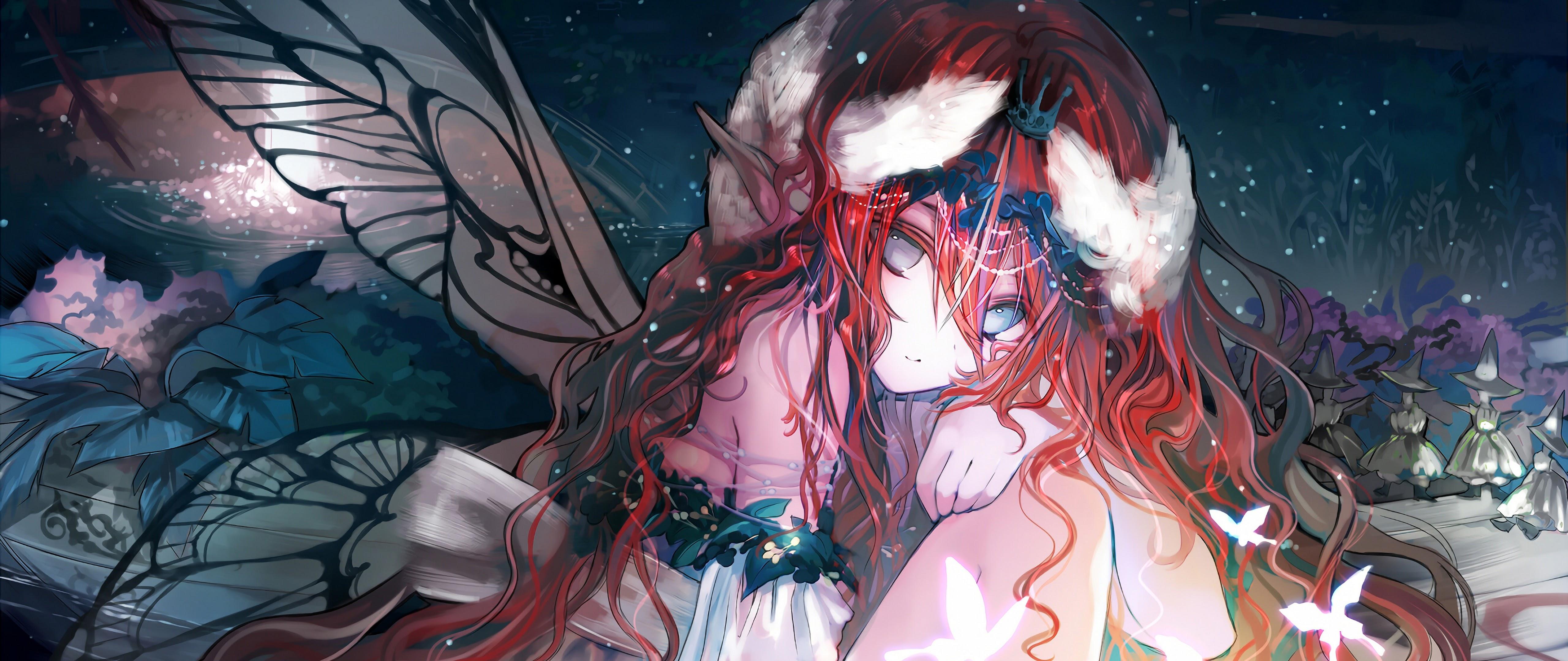 5120x2160 Fairy Anime Girl Fantasy Wings 4K Wallpaper