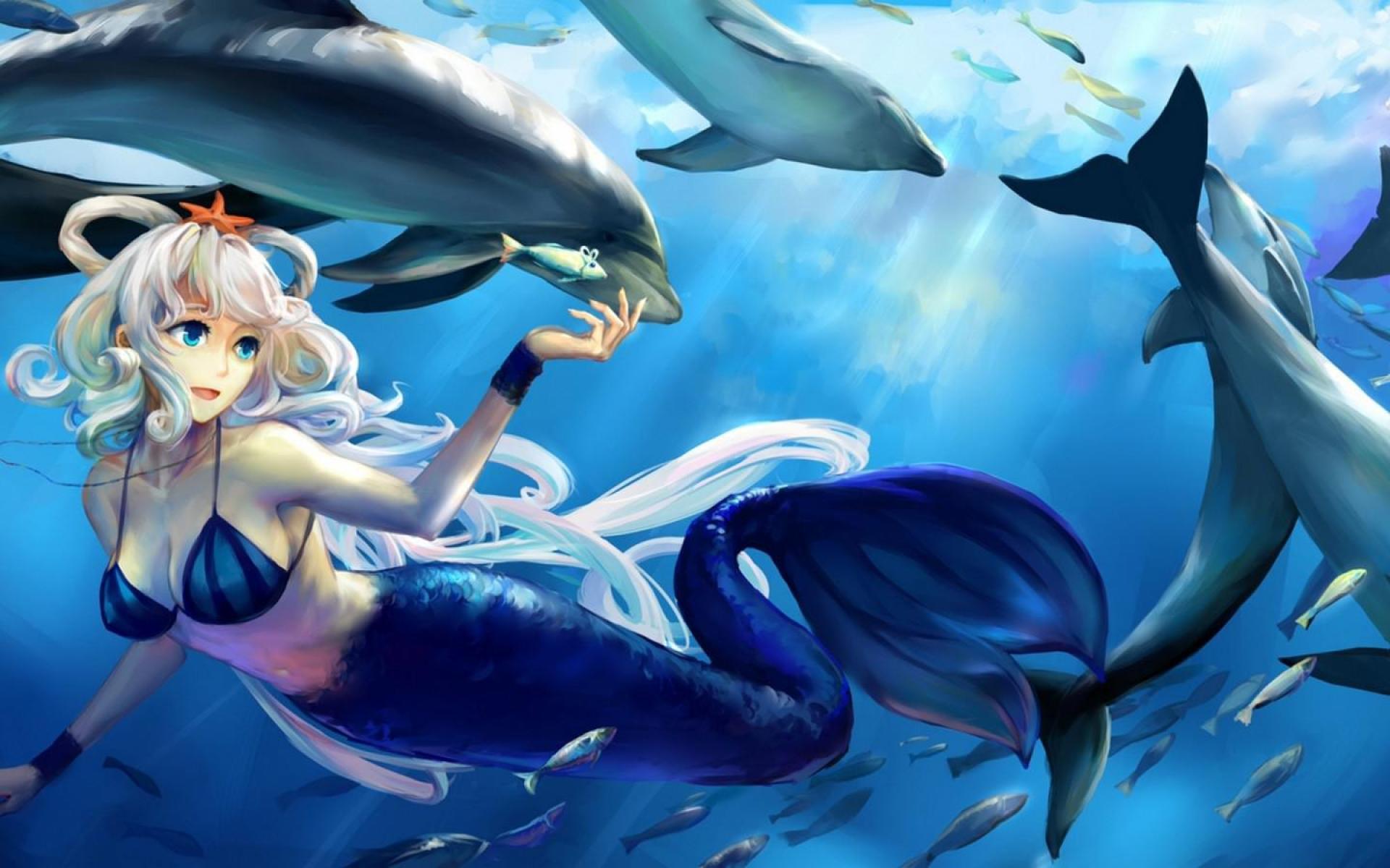 1920x1200 Anime Mermaid Girl HD Wallpaper