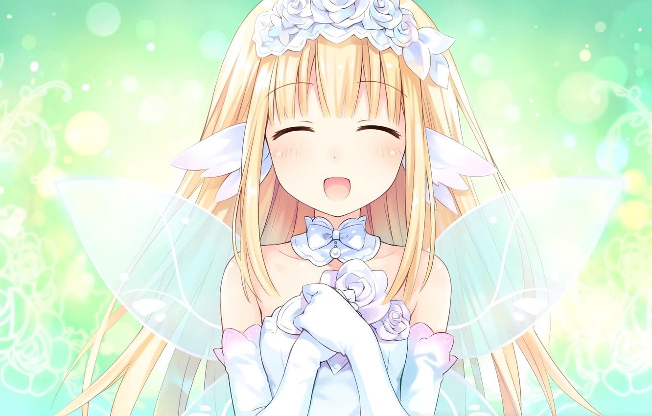 1332x850 Wallpaper anime, fairy, art, girl, bouquet, hyperdimension neptunia image for desktop, section сёнэн