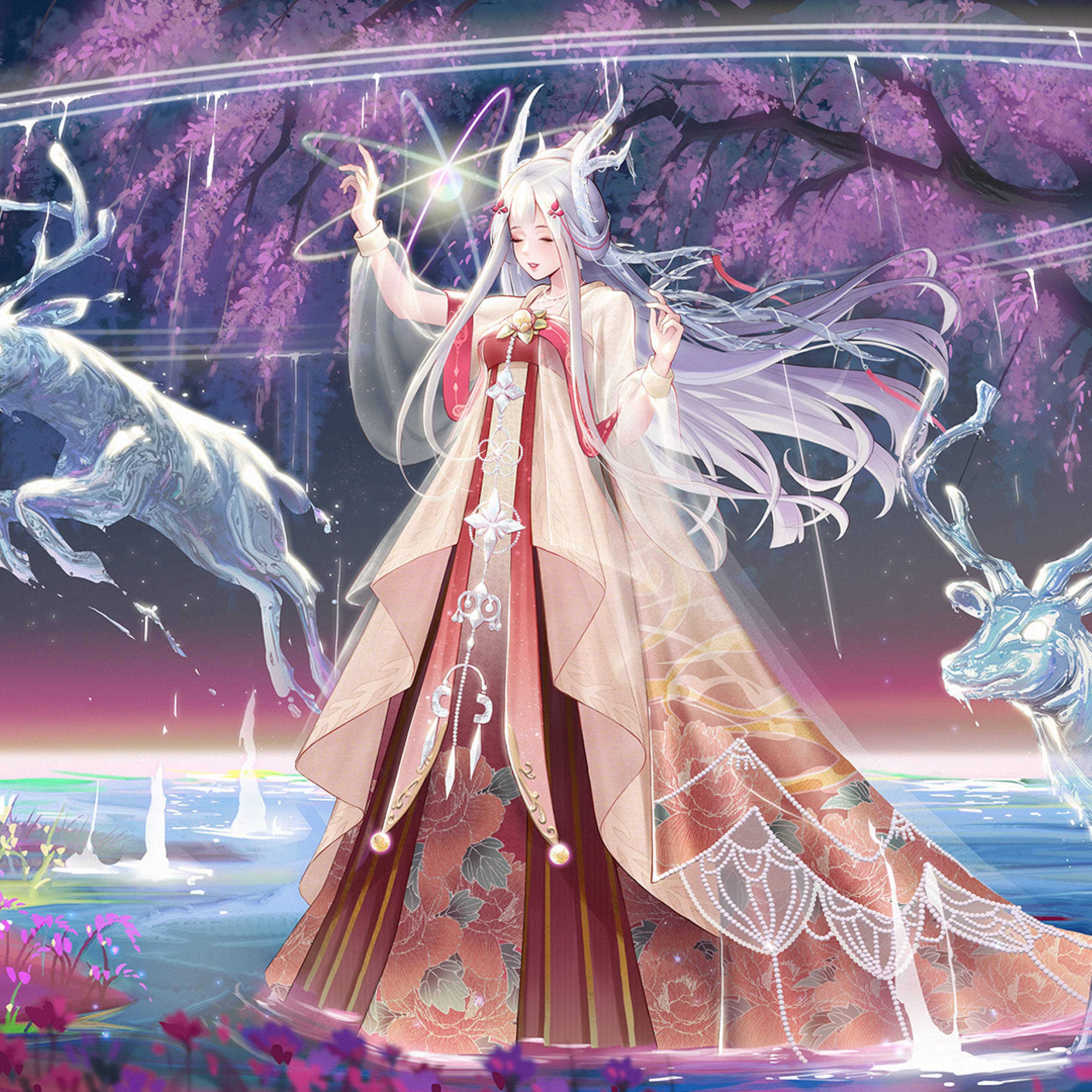 2932x2932 Anime Angel Girl iPad Pro Retina Display Wallpaper, HD Fantasy 4K Wallpaper, Image, Photo and Background