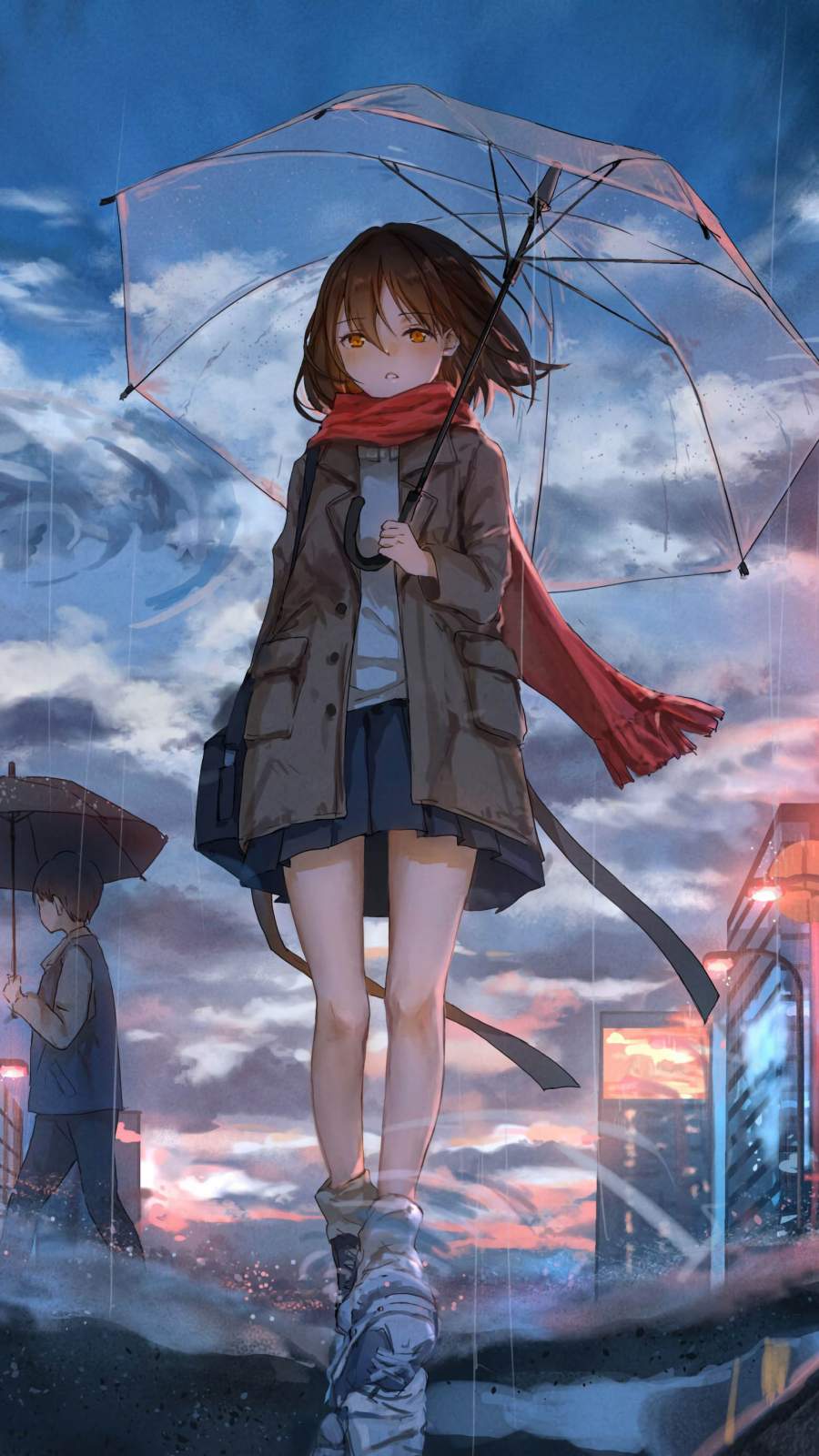 900x1600 Anime Girl In Rain Wallpaper : iPhone Wallpaper