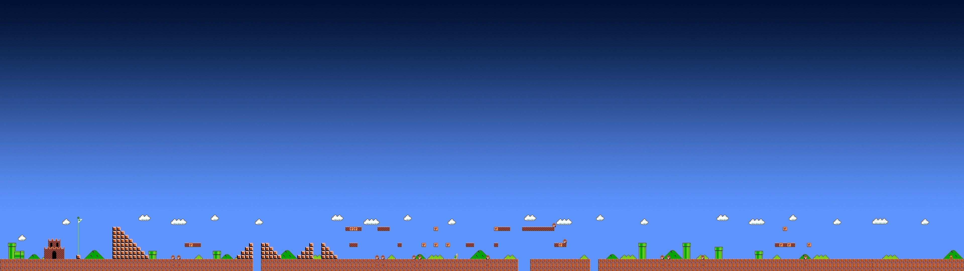 3840x1080 super mario video games arcade pixels triple screen wallpaper