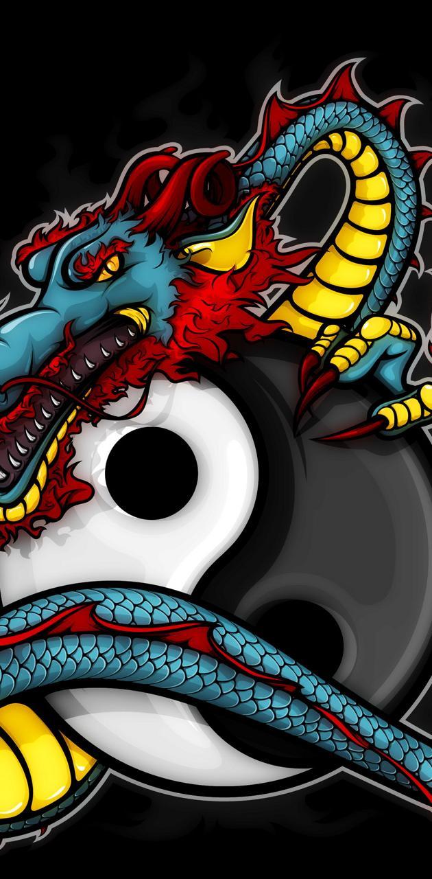 630x1280 Dragon Yin Yang wallpaper
