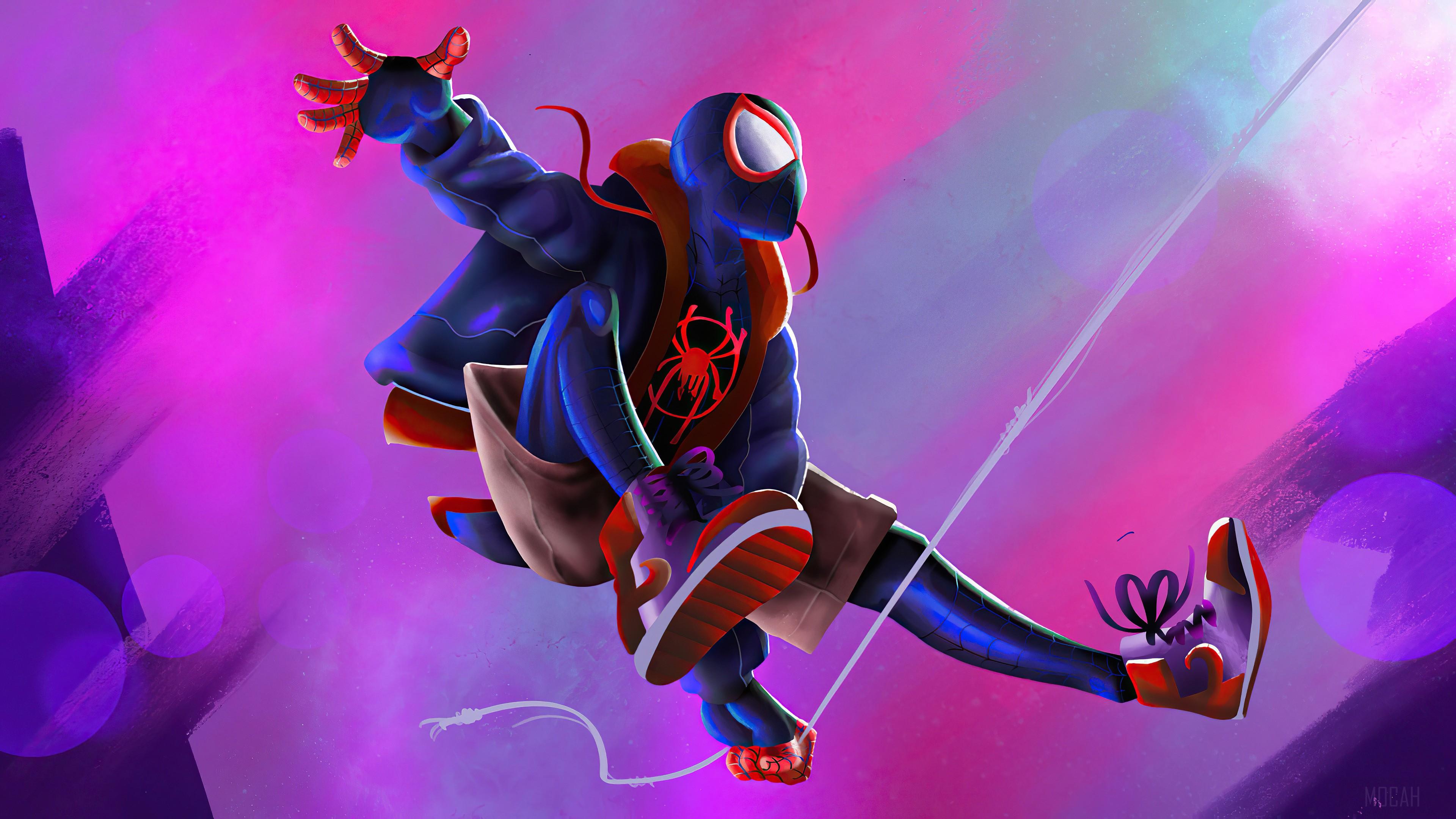 3840x2160 Miles Morales, Spider Man, Spider Man Into the Spider Verse, Movie, Web Swing 4k wallpaper HD Wallpaper