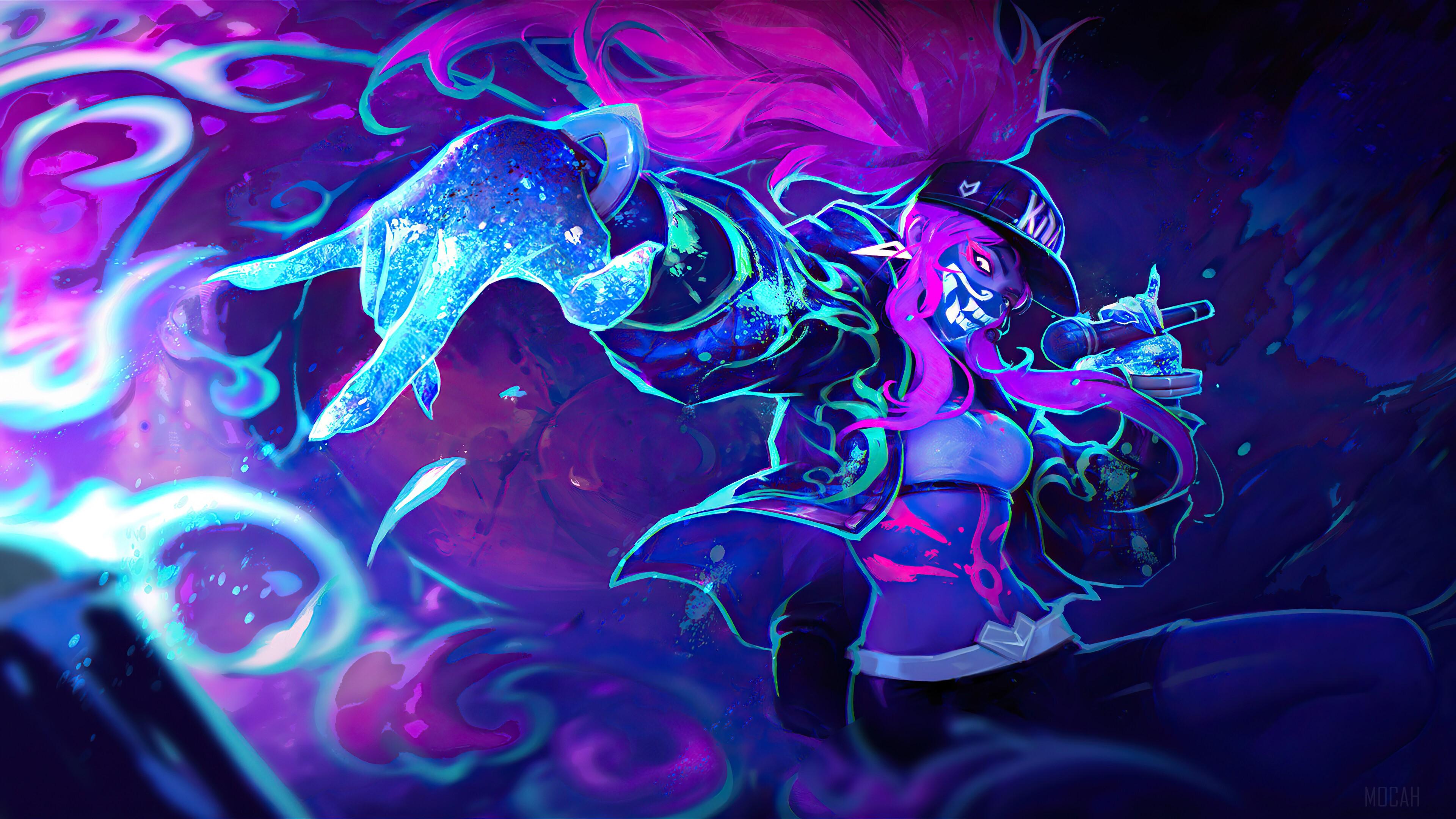3840x2160 KDA, Akali, Neon, LoL, League of Legends, Video Game 4k wallpaper HD Wallpaper