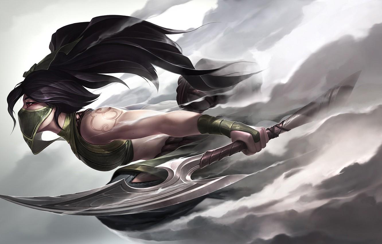 1332x850 Photo Wallpaper Girl, Art, Akali, League Of Legends, The Rogue Assassin