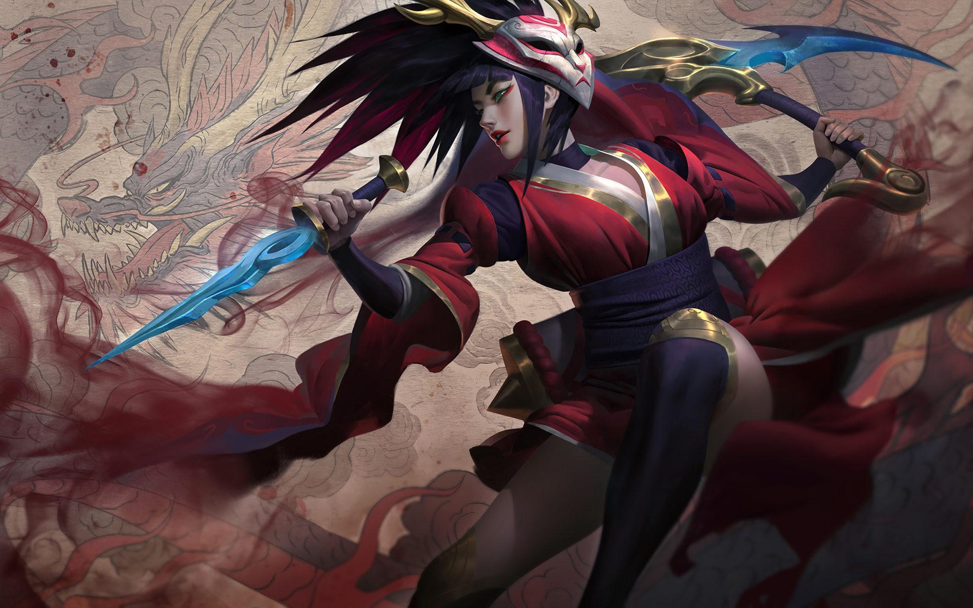 1920x1200 Blood Moon Akali Warriors Splash Art League Of Legends Vdeo Game Wallpaper HD :