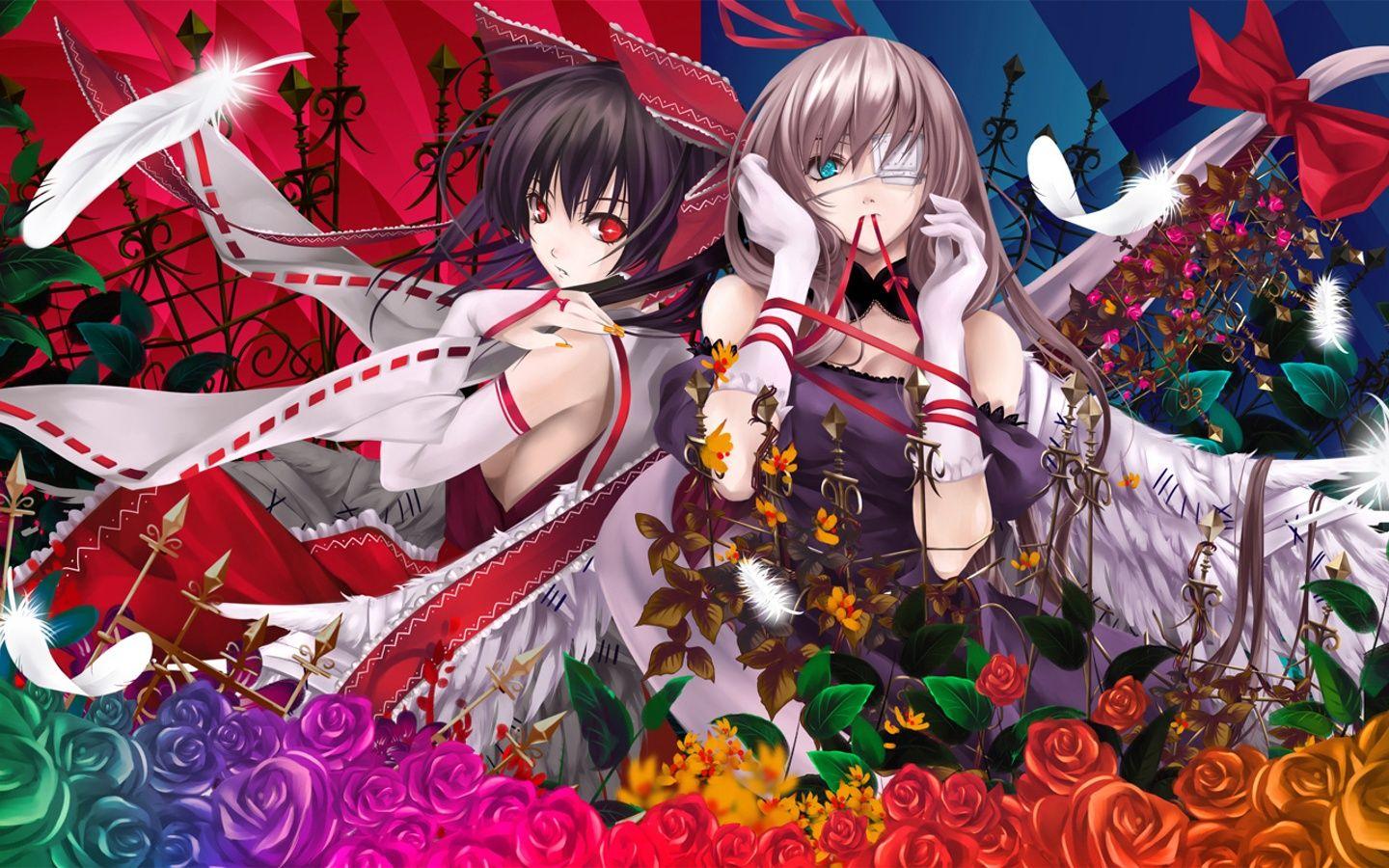 1440x900 anime, #Anime Game, #Touhou, #Hakurei Reimu, #Yakumo Yukari