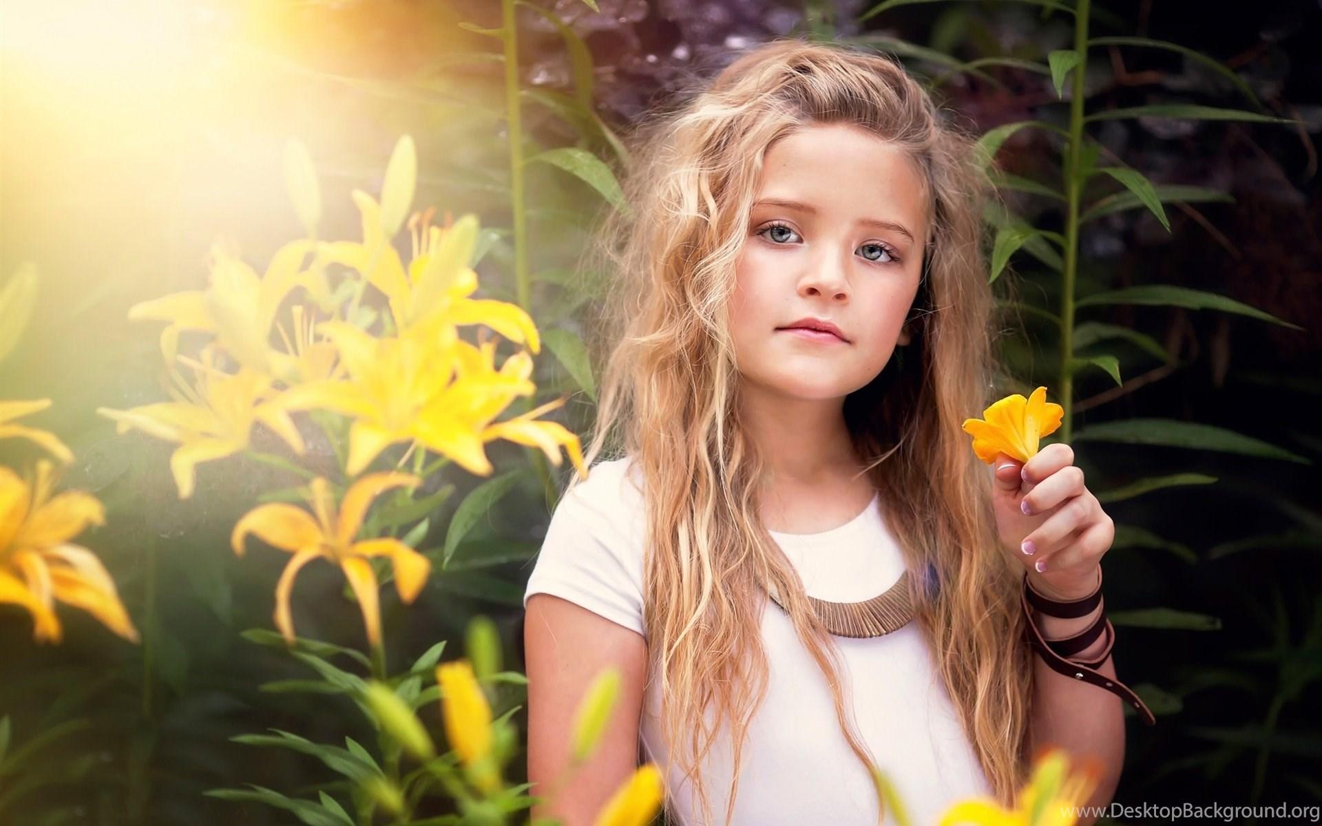 1920x1200 Cute Little Girl, Portrait, Yellow Flowers Wallpaper, Cute HD. Desktop Background