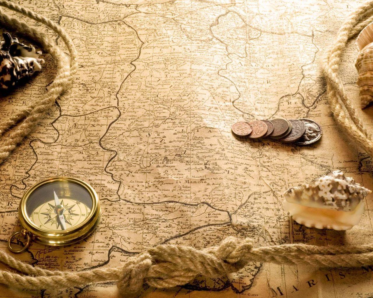 1280x1024 Pirate Map Wallpaper