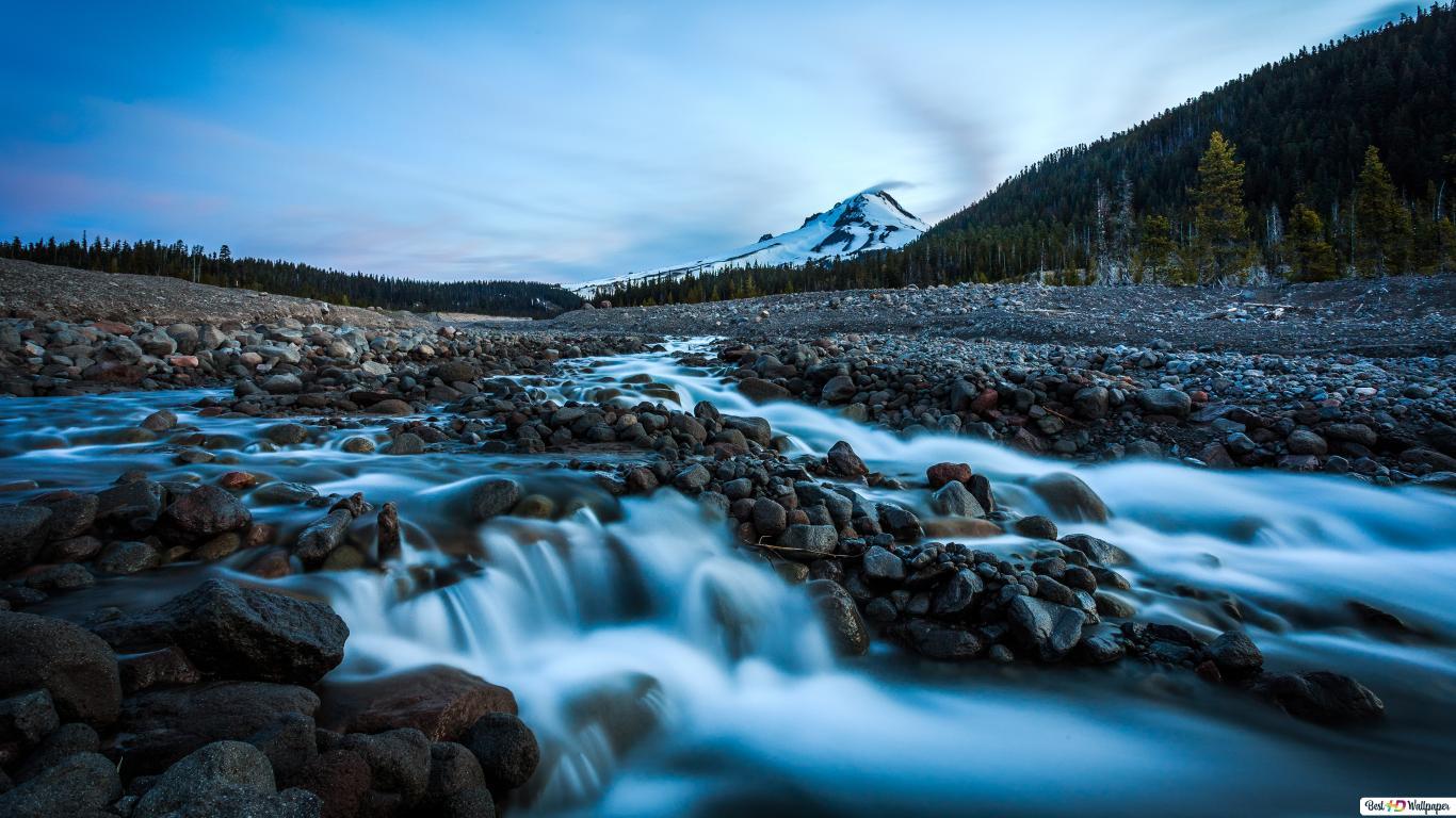 1366x768 Stony river HD wallpaper download