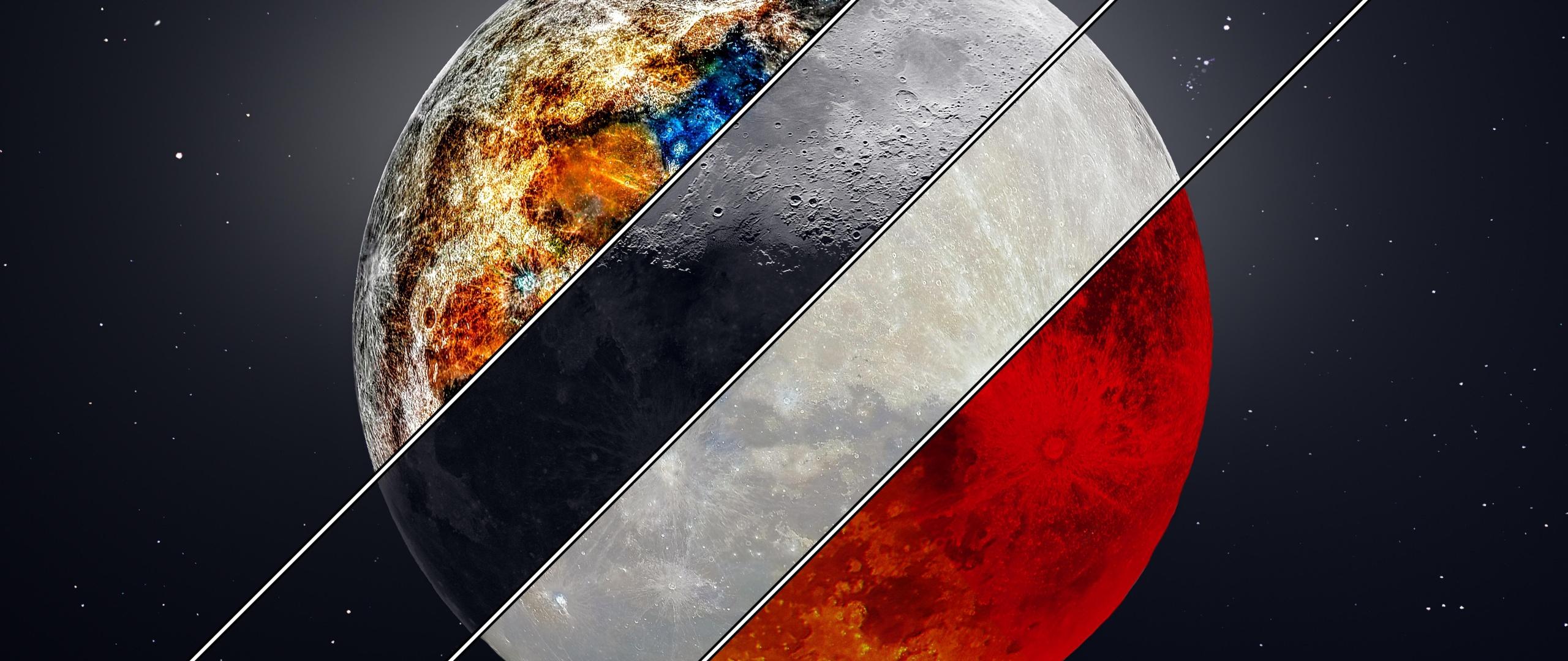 2560x1080 Mineral Moon Wallpaper 4K, Supermoon, Crescent Moon, Blood Moon, 8K, Space