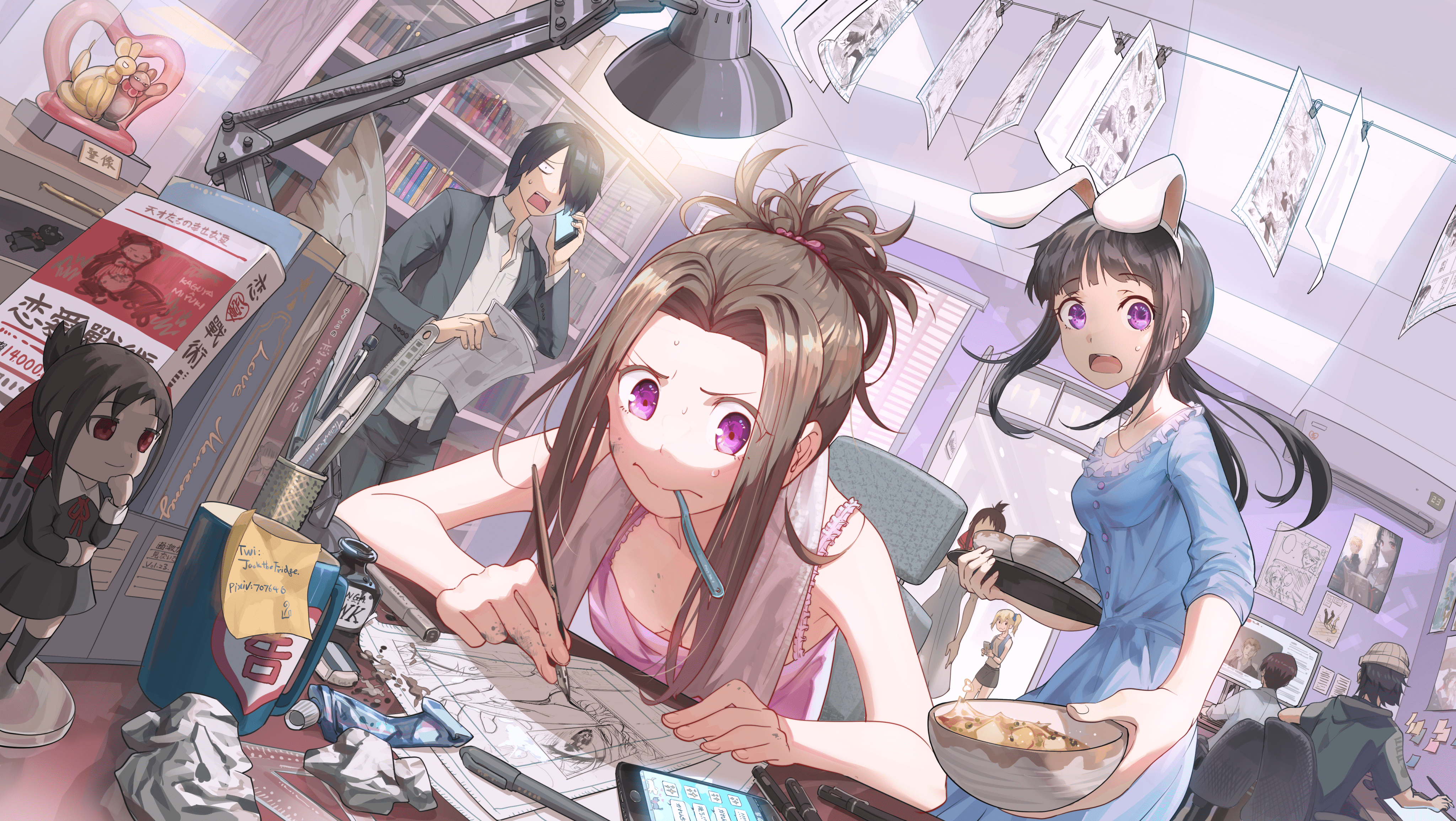 4096x2310 Yu Ishigami Erika Kose 4k Ultra HD Wallpaper, Long Hair, Blonde, Ai Hayasaka, Brown Hair, Erika Kose, Karen Kino, Yu Ishigami, Black Hair, Kaguya Sama Wa Kokurasetai, Pink Eyes, Kaguya Shinomiya