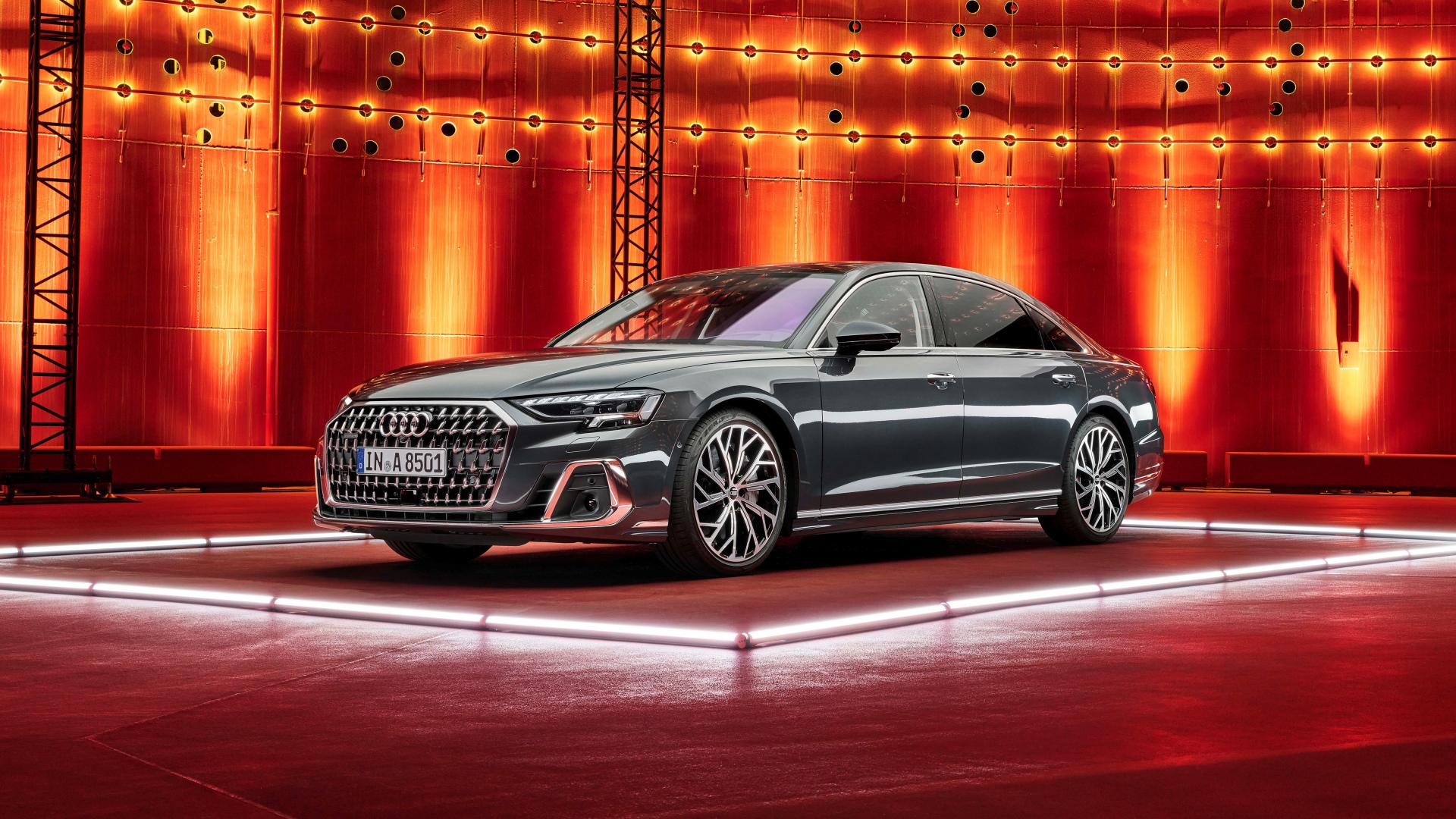 1920x1080 Audi A8 L 2022. Desktop wallpaper. 1920x1080