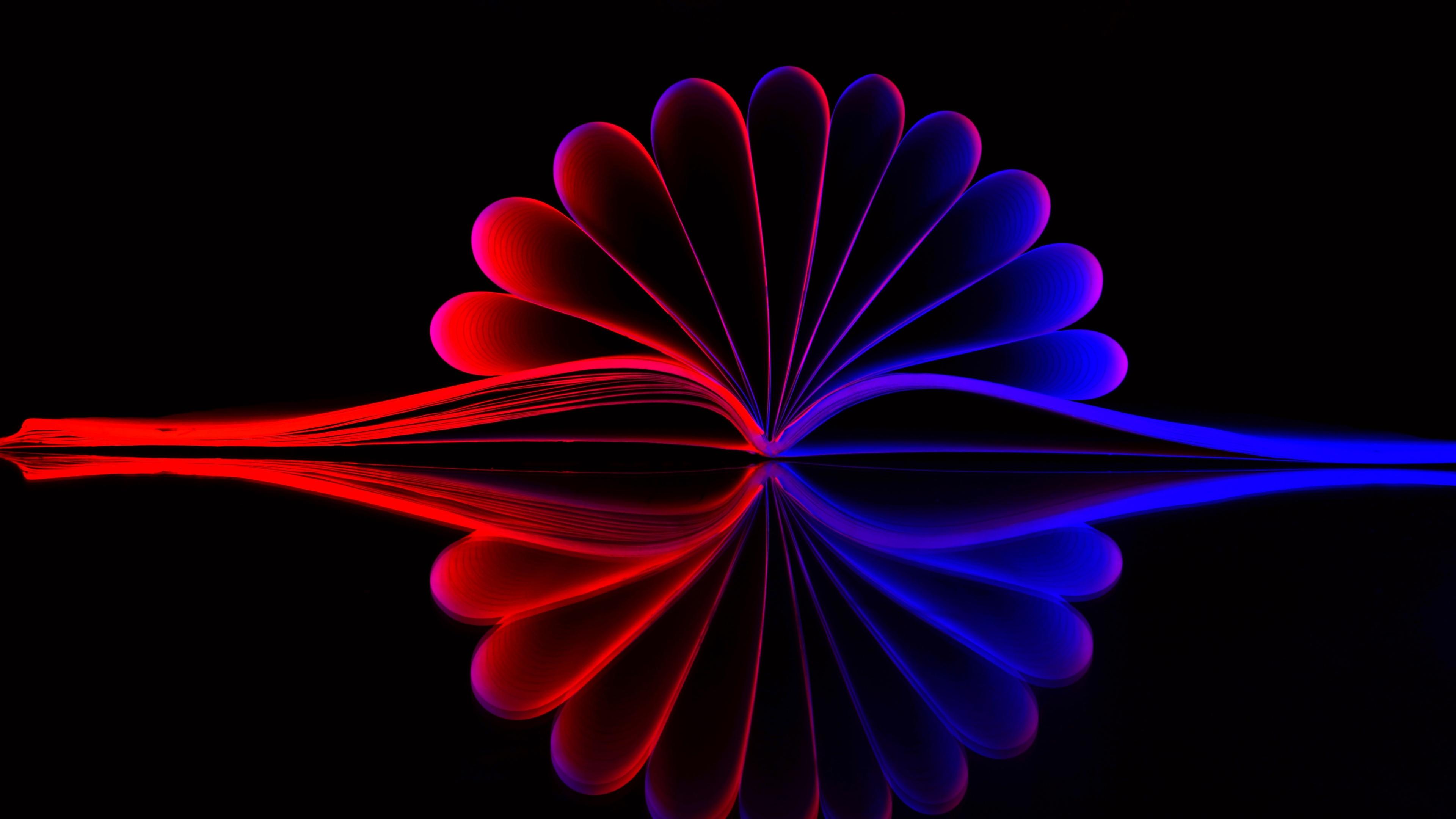 3840x2160 Open book Wallpaper 4K, Illustration, Reflection, Black background, Abstract