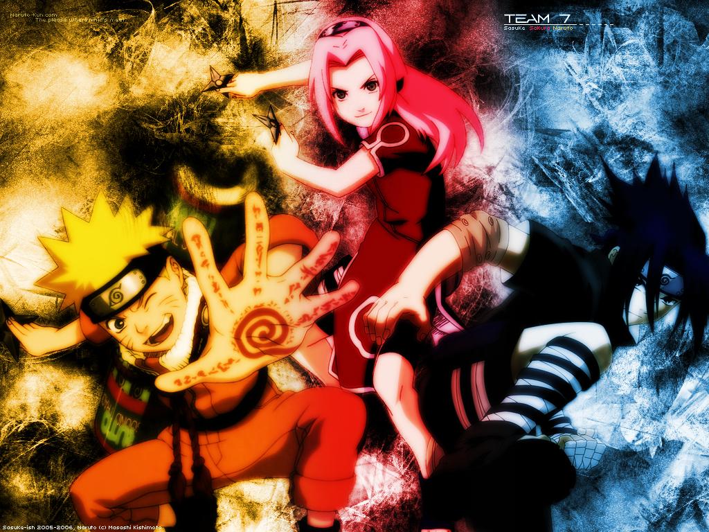 1024x768 Naruto Wallpaper: Team 7