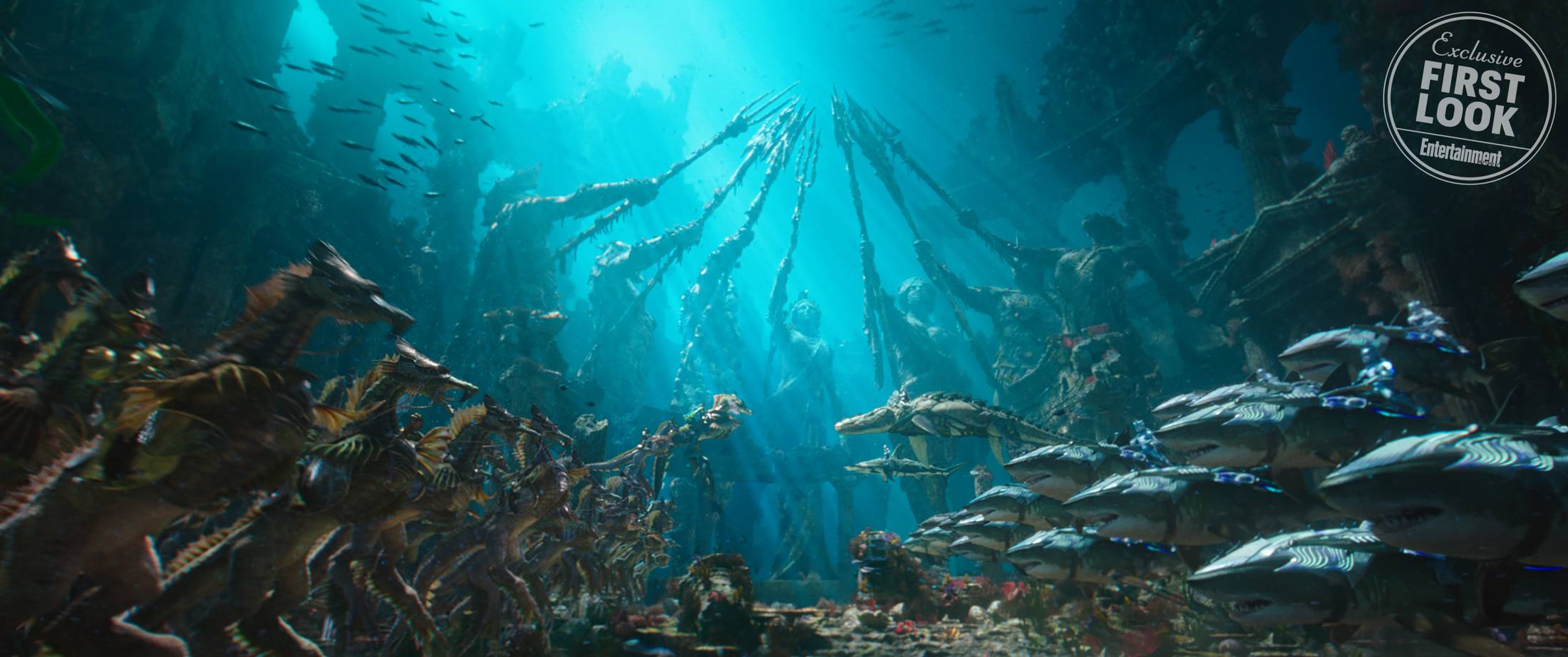 2200x922 New AQUAMAN Photo Shows Atlanteans Riding Sharks and Sea Dragons