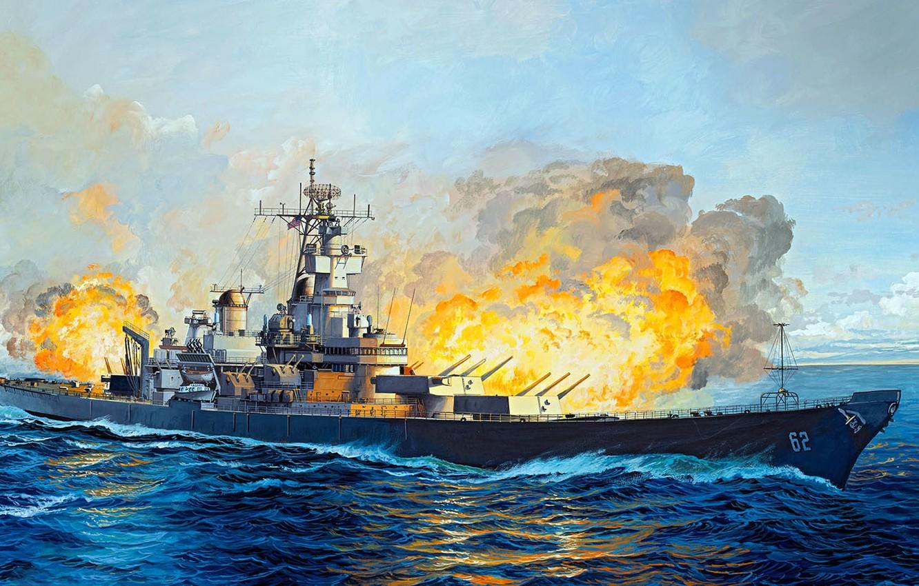 1332x850 Wallpaper Figure, Art, USS, New Jersey, US NAVY, American Type Battleship Iowa, BB 62 Image For Desktop, Section оружие