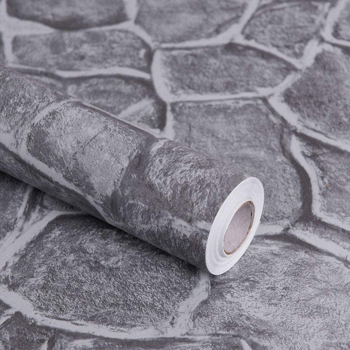 1200x1200 Novashion Stone Brick Wallpaper 3D Simulation Rock Stone 394x17.7'' Wallpaper Peel And Stick Removable Castle Tower Rustic Contact Paper Self Adhesive Backsplash Wall Panels Decorative For Cabinets Kitchen Dark