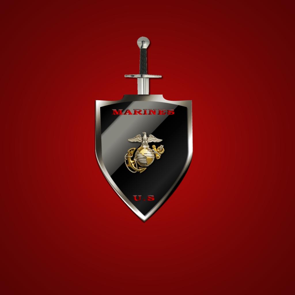 1024x1024 marines iphone wallpaper, shield, logo, emblem, font, sword