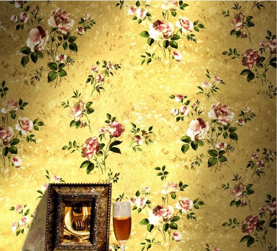 938x850 beibehang New luxury European golden floral wallpaper Luxury Rose flowers background wallpaper For bedroom 3D Gold foil Wall. floral wallpaper. background wallpaperwallpaper for bedroom