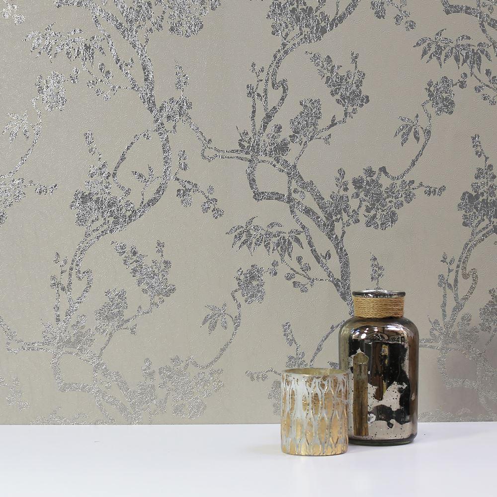 1000x1000 Silver Metallic Wallpaper Shimmer Vinyl Floral Brick Geometric Leaf Arthouse