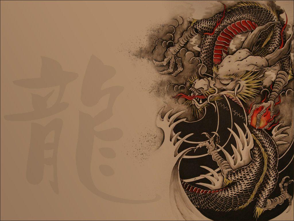 1024x768 Chinese Dragons Wallpaper