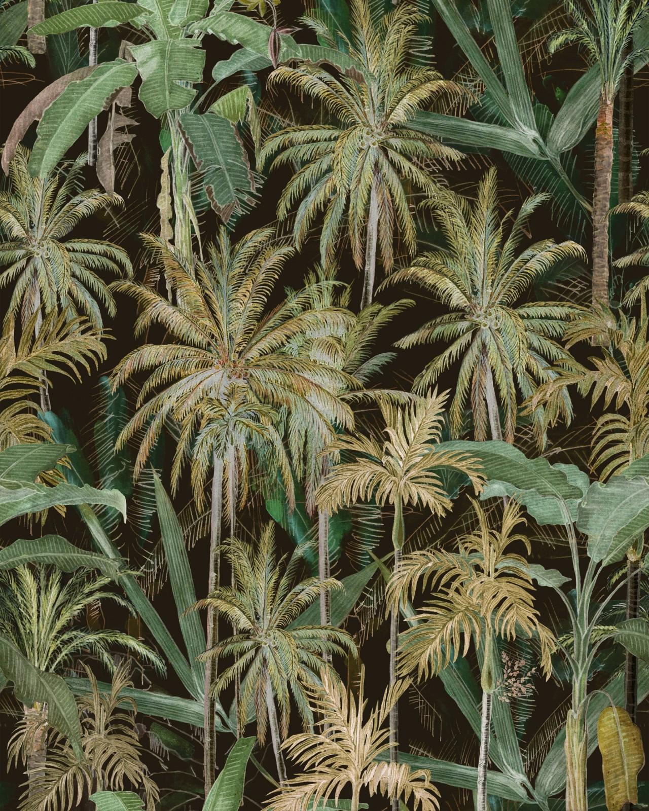 1280x1600 THE JUNGLE Anthracite Wallpaper TROPICAL COTTAGE