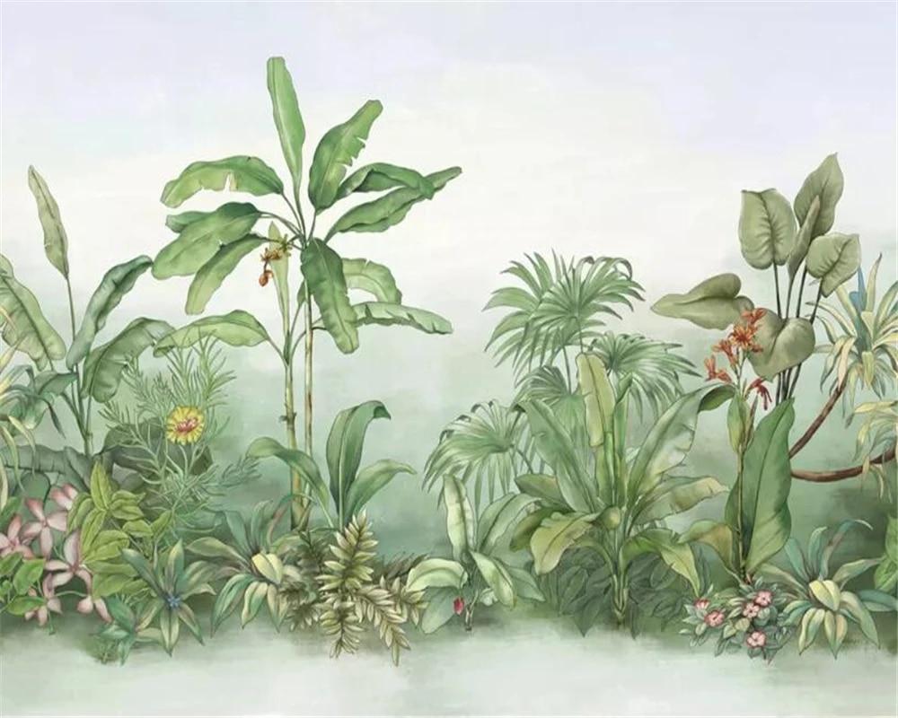 1000x800 Custom wallpaper hand painted leaves flowers rainforest plants animal murals tapestry home decoration background 3D wallpaper. Wallpaper