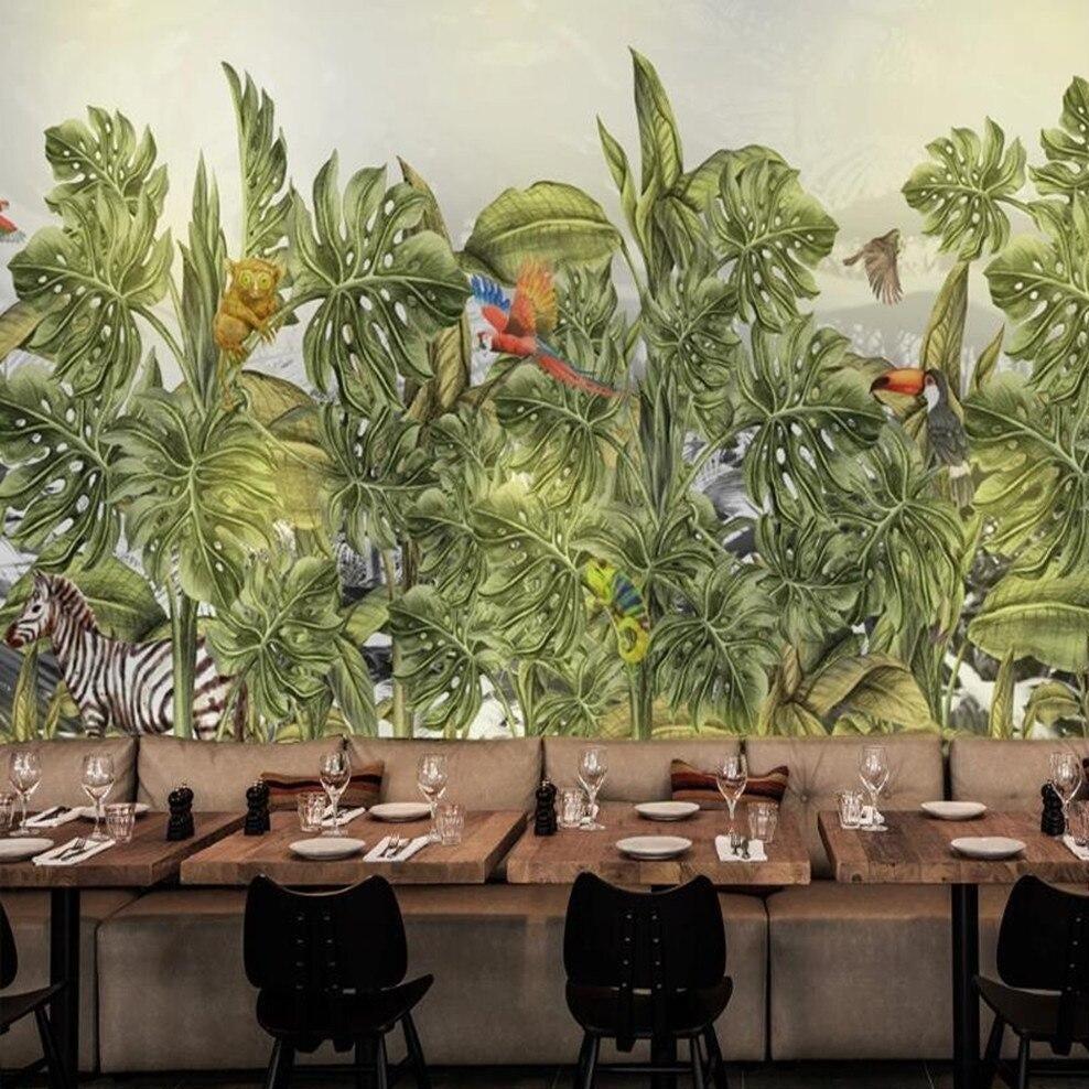 988x988 Custom Wallpaper Mural Tropical Rainforest Plants Animals