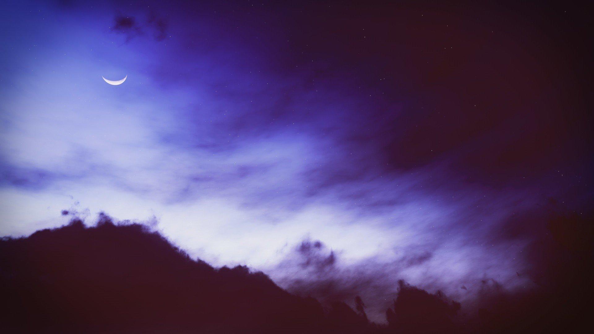 1920x1080 Moon, Dark, Blue, Clouds HD Wallpaper / Desktop and Mobile Image & Photo