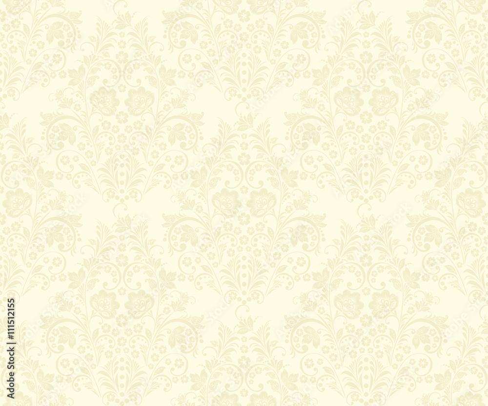 1000x832 Vector damask seamless pattern beige background. Elegant luxury texture for wallpaper, background and page fill Stock Vector