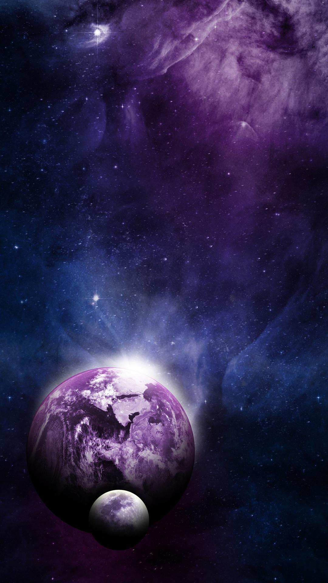 1080x1920 Earth, moon, universe iPhone X 3GS wallpaper download