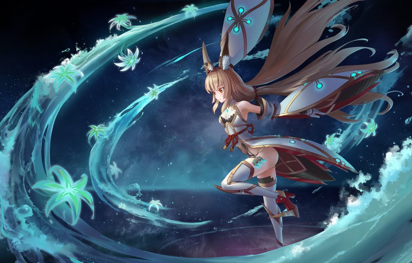 1332x850 Wallpaper Flowers, Water, Girl, Magic, Xenoblade image for desktop, section сёнэн