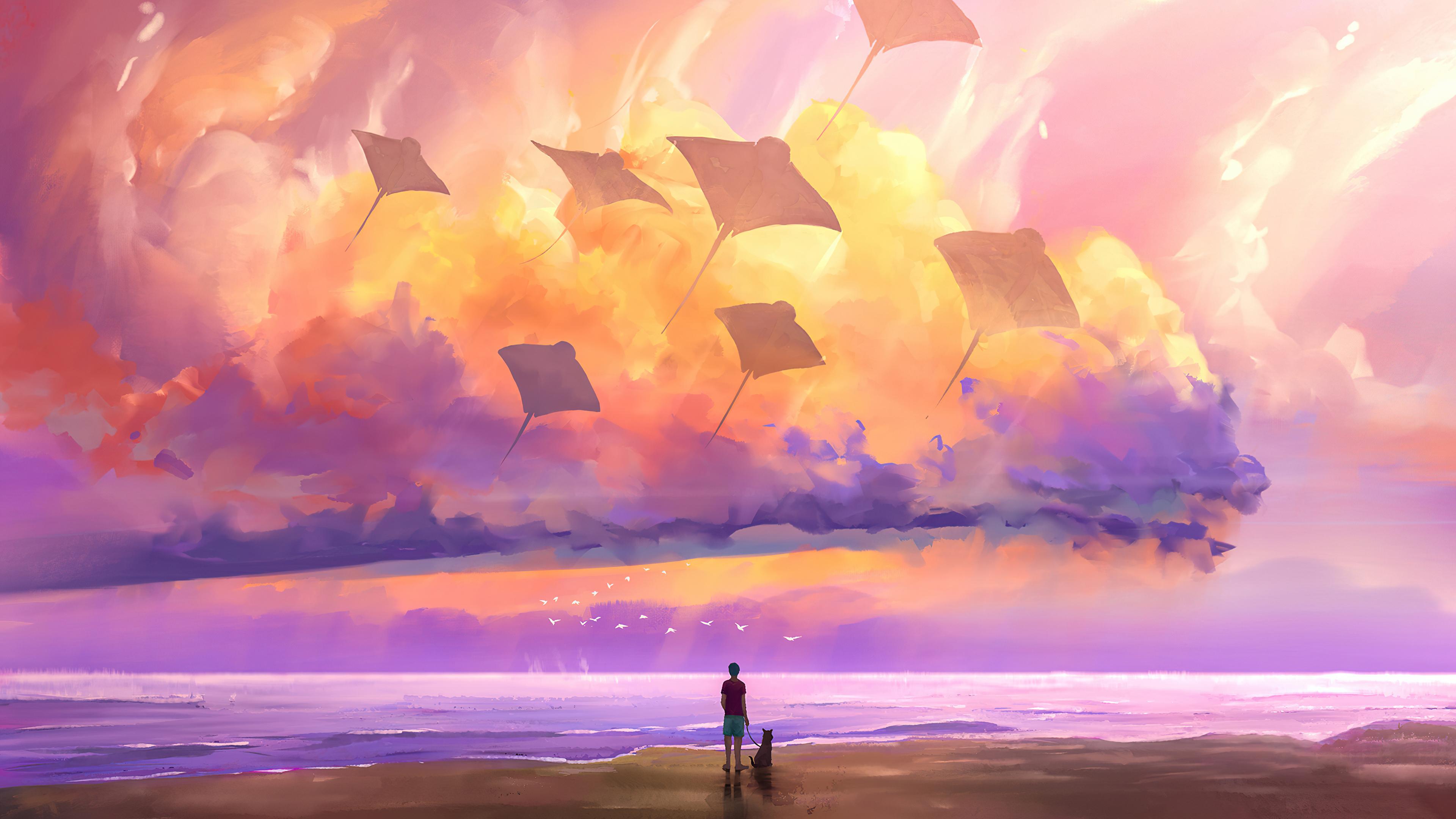 3840x2160 Lofi Beach Day Wallpaper, HD Artist Wallpaper, 4k Wallpaper, Image, Background, Photos and Picture
