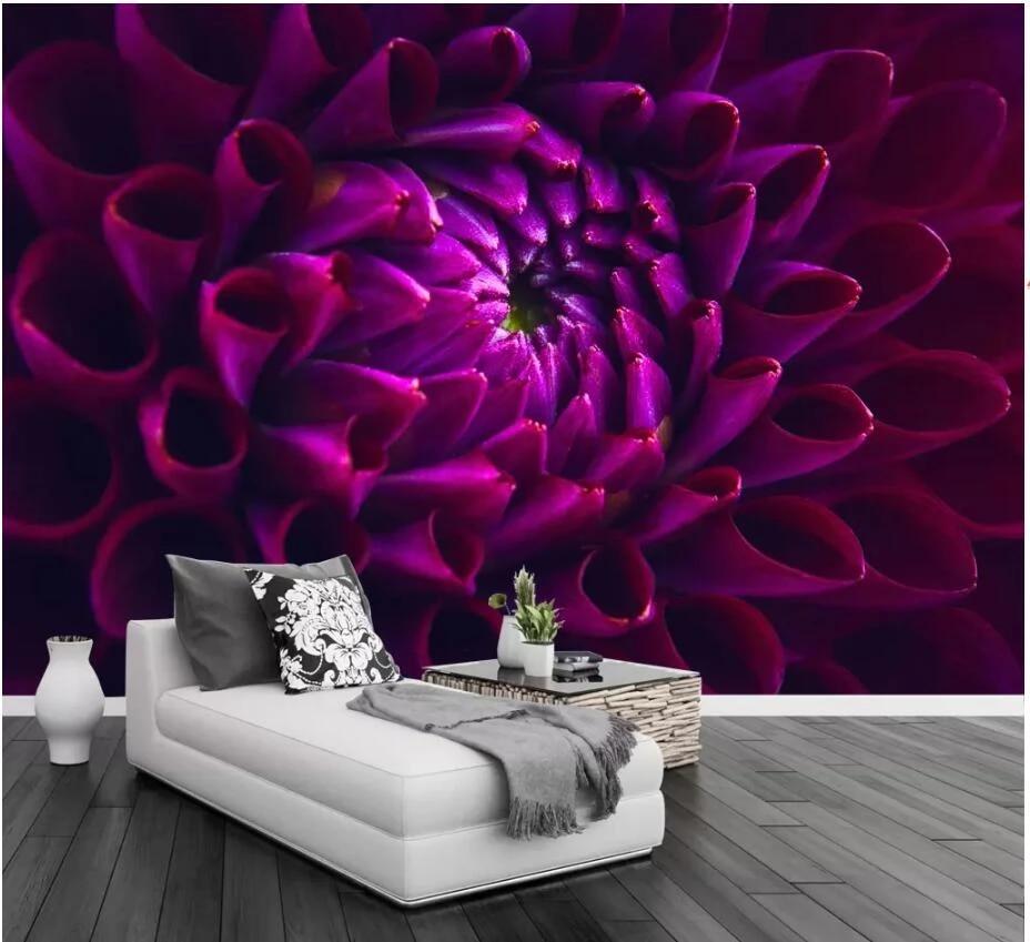 928x849 3D room wallpaper on the wall custom photo mural Deep purple dahlia flower Background wall home decor wallpaper for walls 3 d. Wallpaper