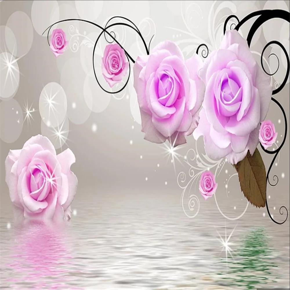 1000x1000 3D wallpaper for walls 3 d for living room Purple flower wallpaper modern background wall. Wallpaper